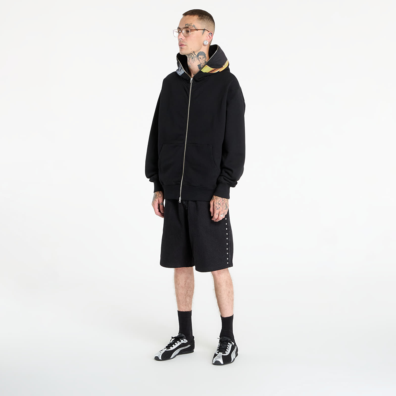 Felpe con cappuccio uomo PLEASURES Daft Club Ram Zip Hoodie Black