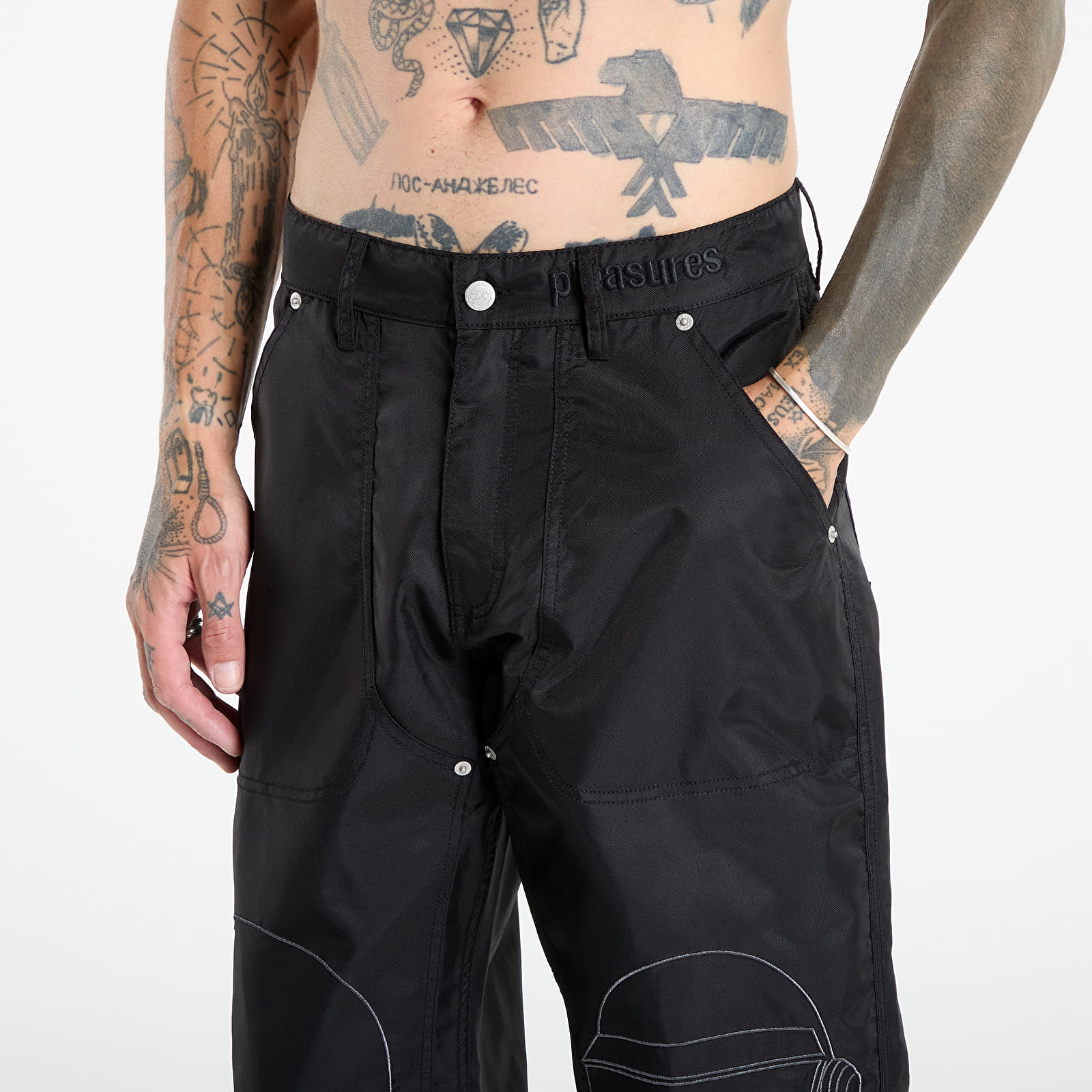 Broeken voor heren PLEASURES Daft Club Helmets Nylon Work Pants Black