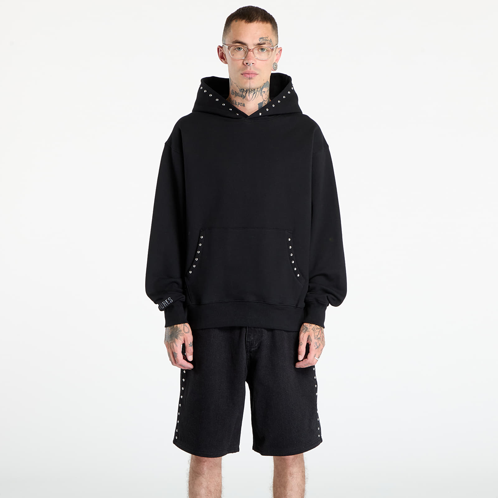 Sweatshirts til mænd PLEASURES Daft Club Lucky Studded Hoodie Black
