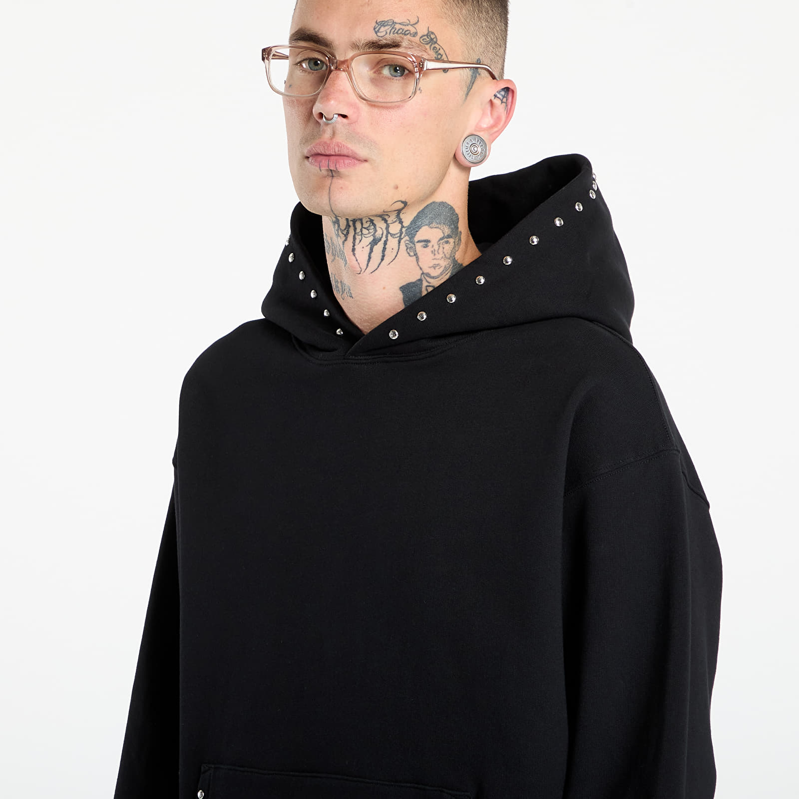 Sweatshirts til mænd PLEASURES Daft Club Lucky Studded Hoodie Black