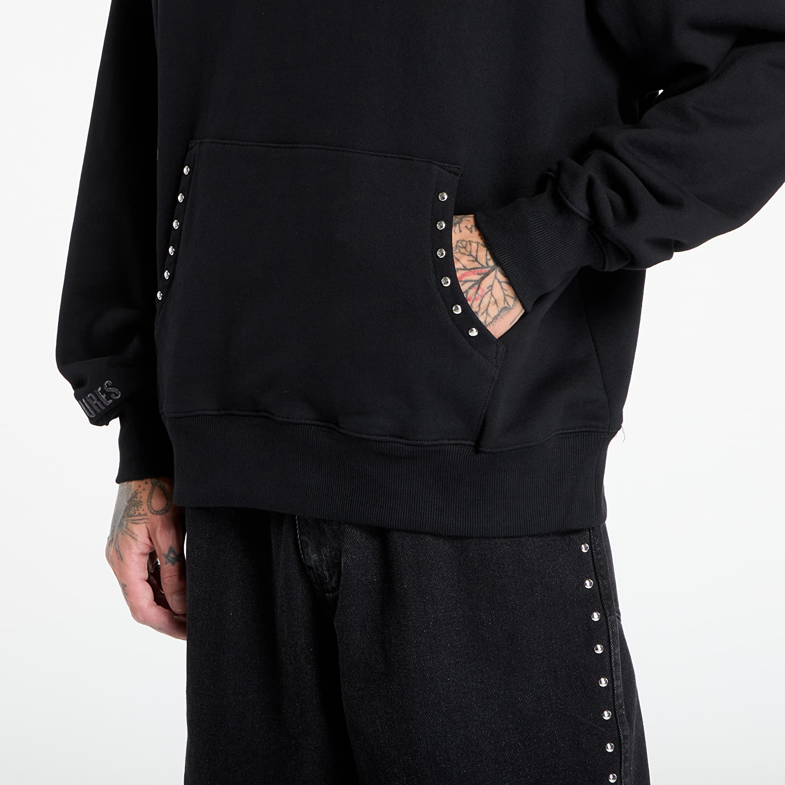 Sweatshirts til mænd PLEASURES Daft Club Lucky Studded Hoodie Black