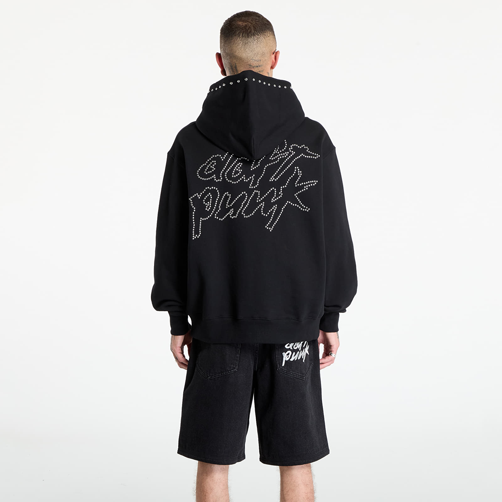 Sweatshirts til mænd PLEASURES Daft Club Lucky Studded Hoodie Black