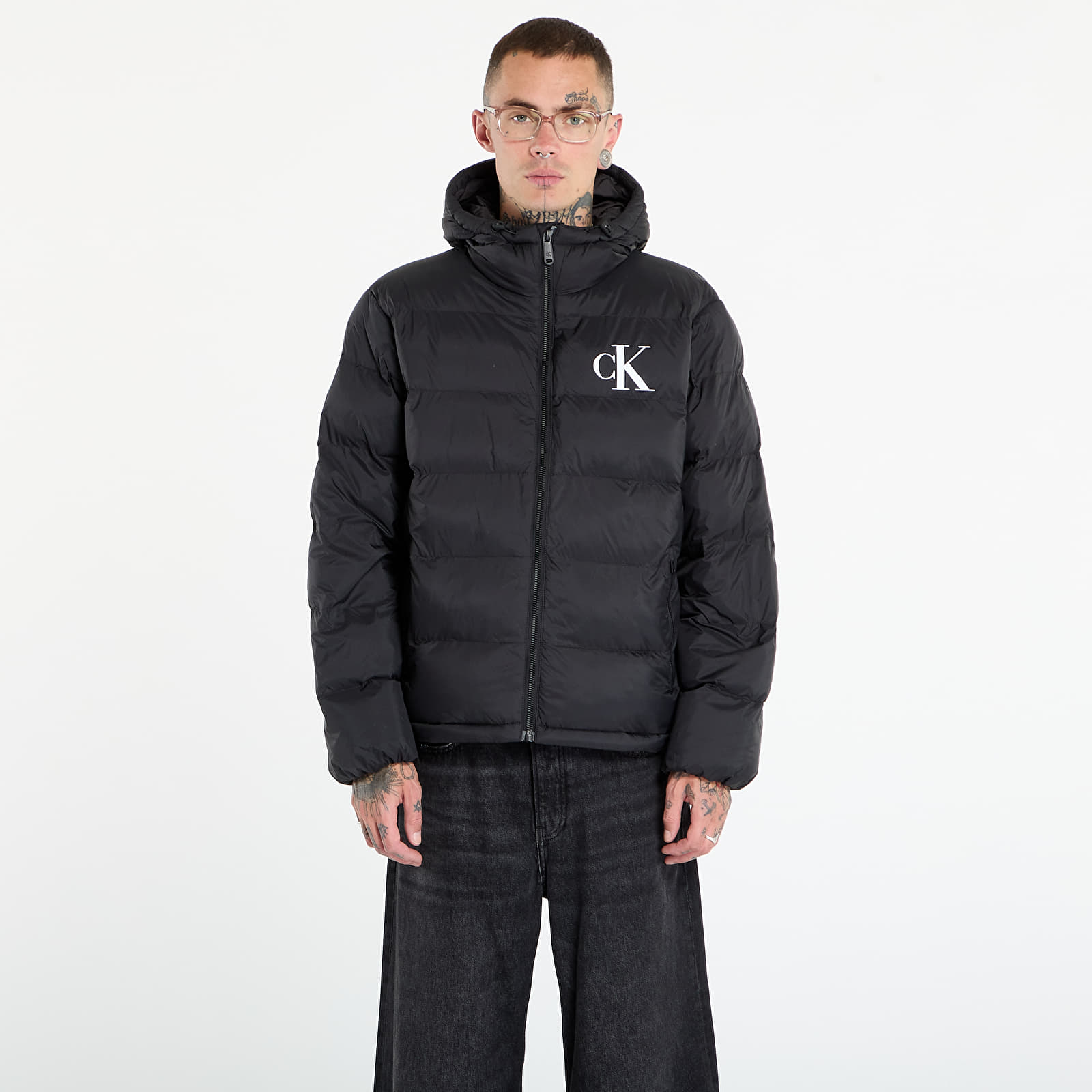 Dunjakker til mænd Calvin Klein Jeans Ls Nylon Monogram Pu Jacket Black
