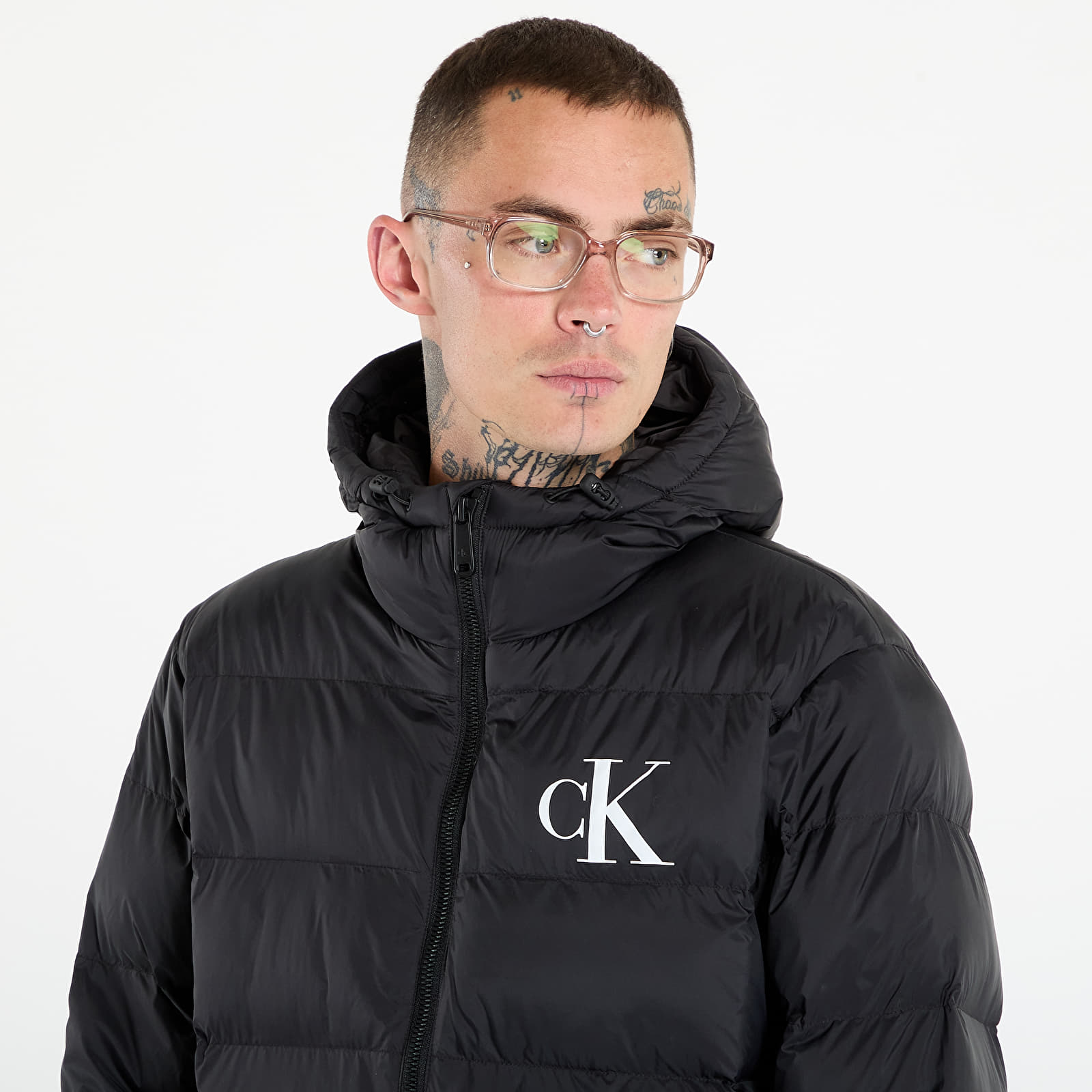 Dunjakker til mænd Calvin Klein Jeans Ls Nylon Monogram Pu Jacket Black