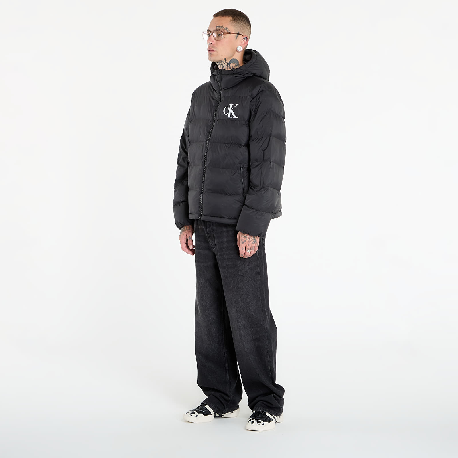 Dunjakker til mænd Calvin Klein Jeans Ls Nylon Monogram Pu Jacket Black