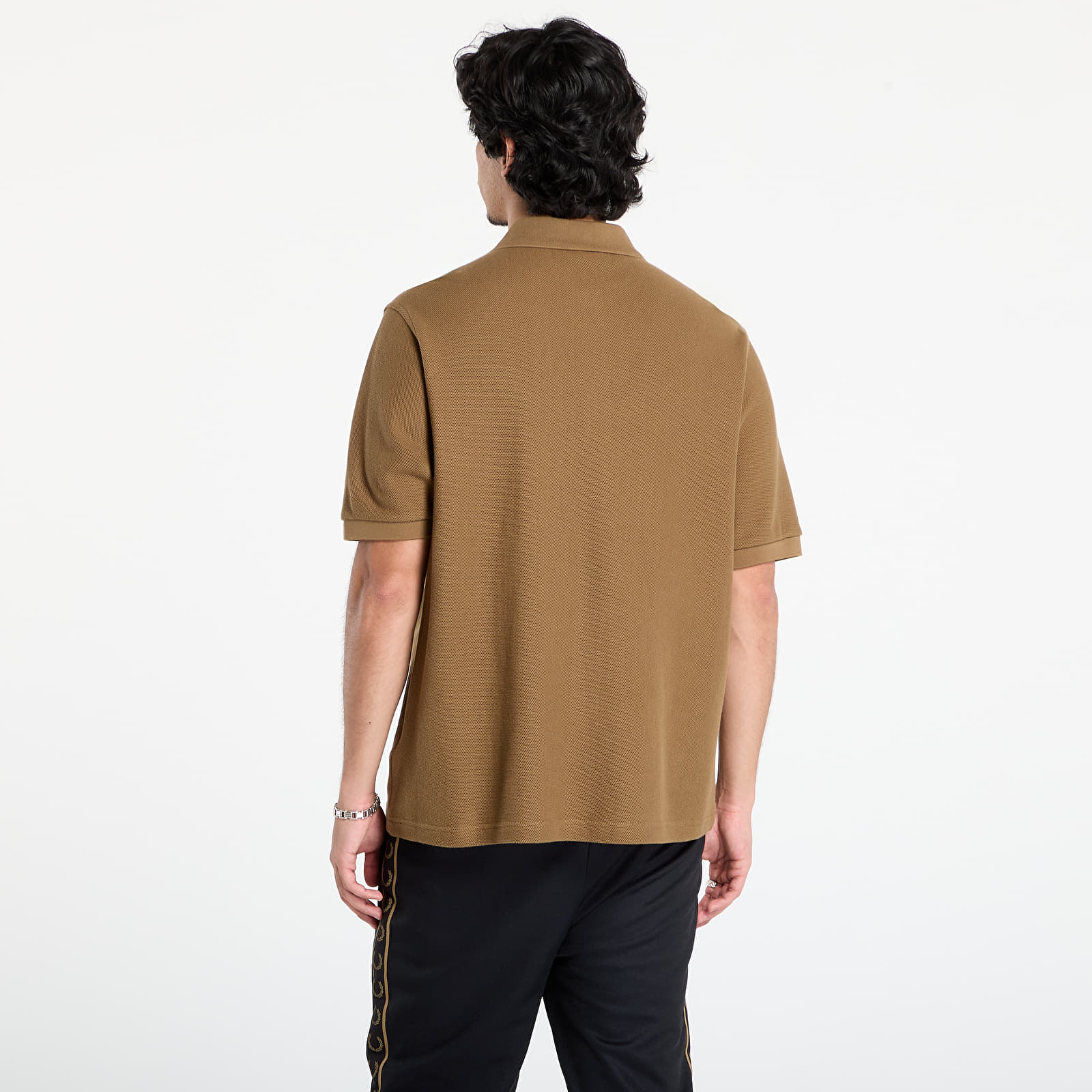 Men's T-shirts FRED PERRY Panelled Button Through Polo S Shaded Stone