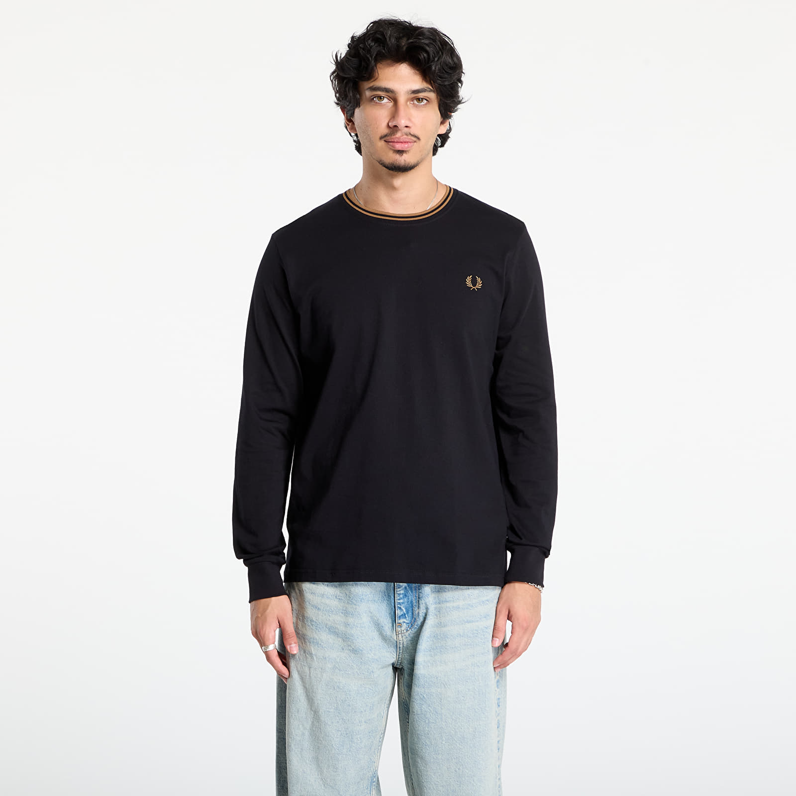 T-shirts til mænd FRED PERRY Ls Twin Tipped T-Shirt Black
