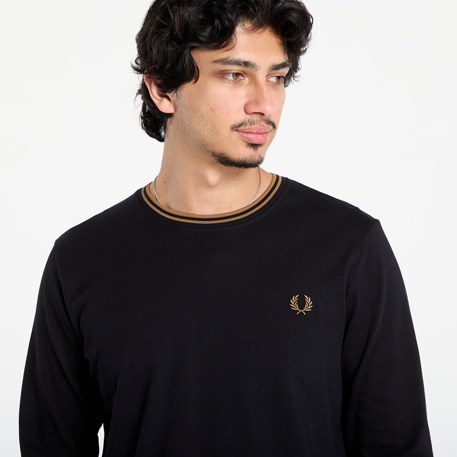 T-shirts til mænd FRED PERRY Ls Twin Tipped T-Shirt Black