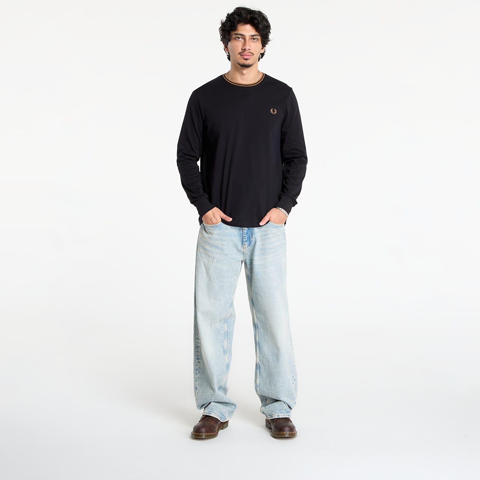 T-shirts til mænd FRED PERRY Ls Twin Tipped T-Shirt Black