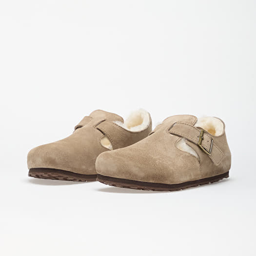 Birkenstock London Shearling Suede Leather Taupe | Queens