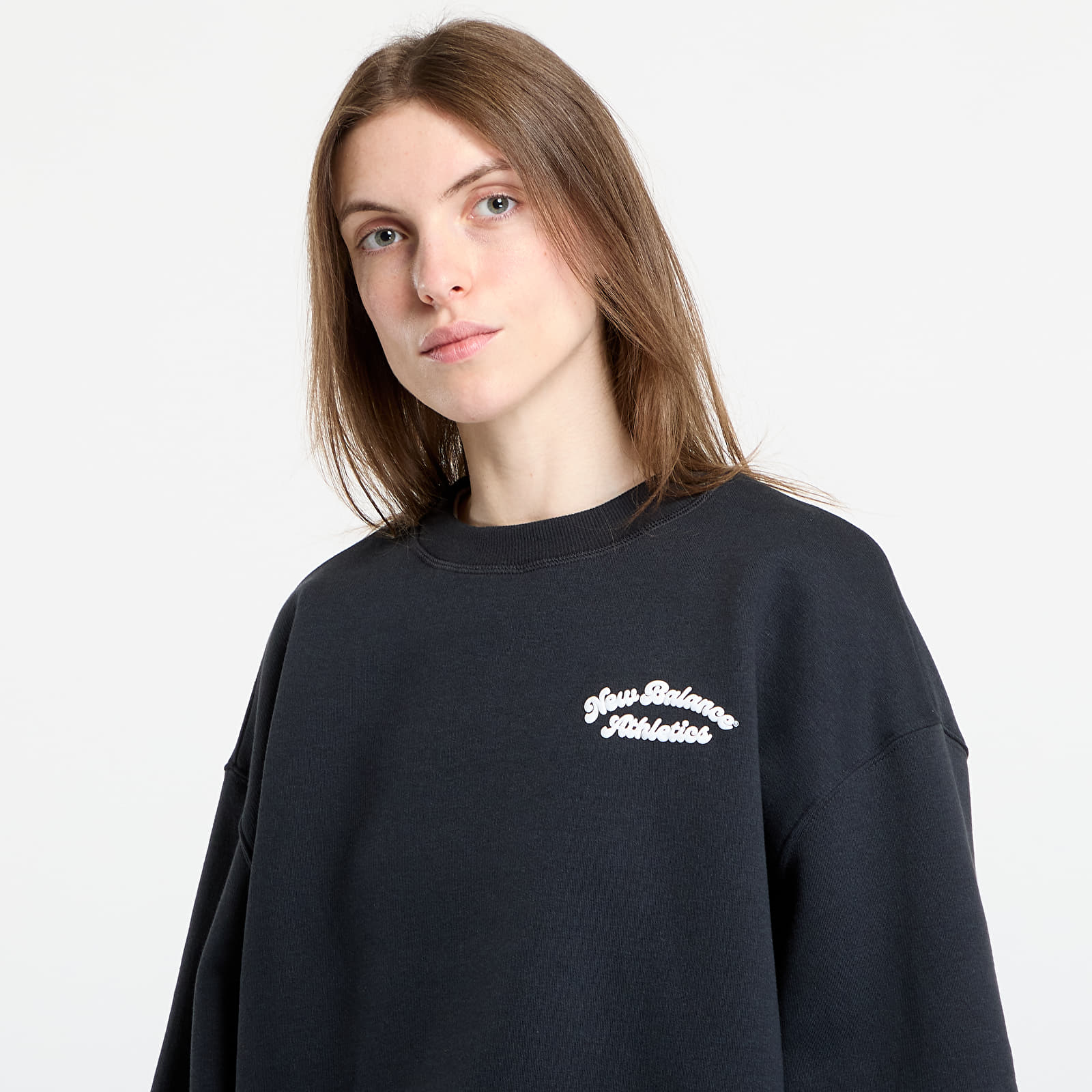 Hoodies voor dames New Balance Linear Heritage Fleece Crew Black