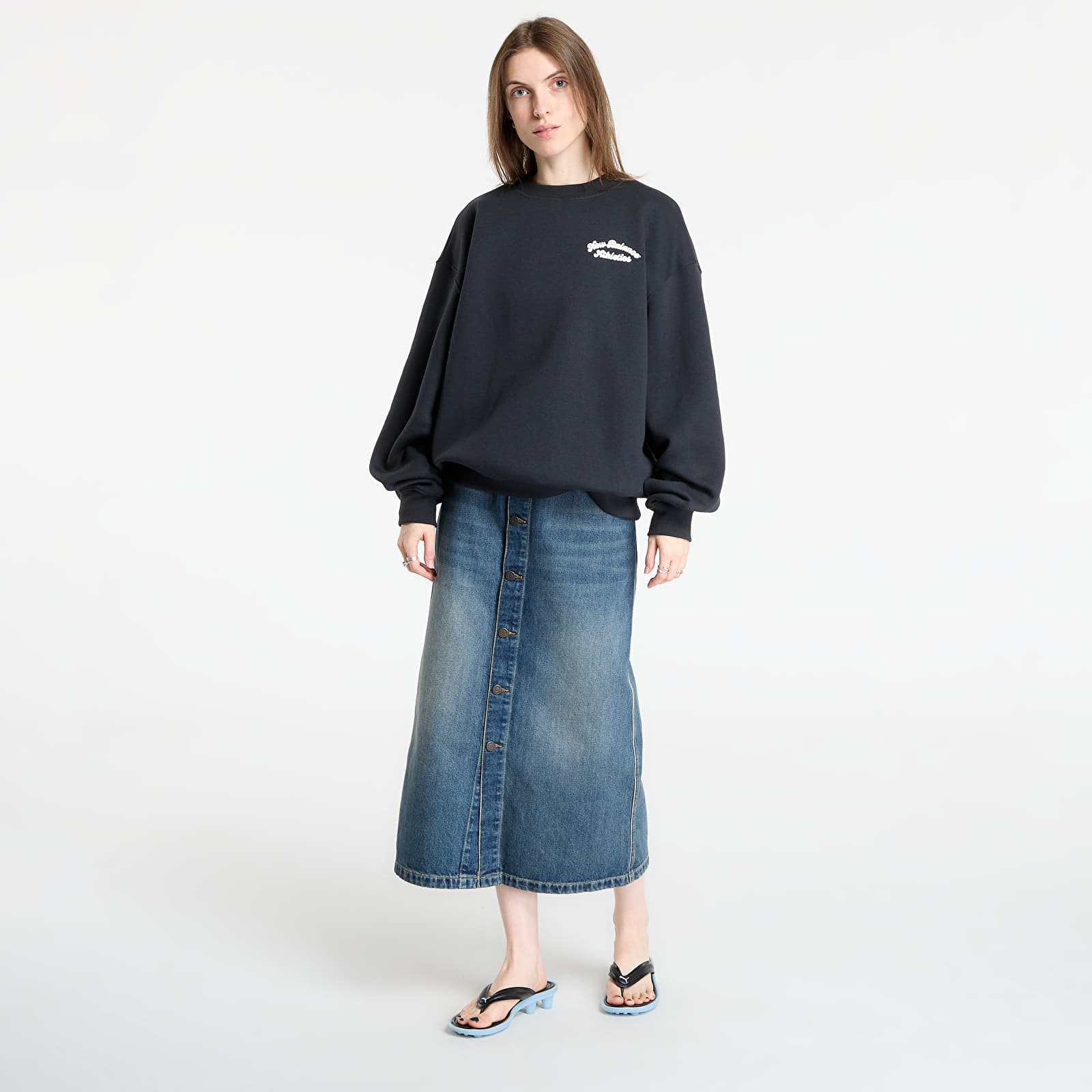 Hoodies voor dames New Balance Linear Heritage Fleece Crew Black