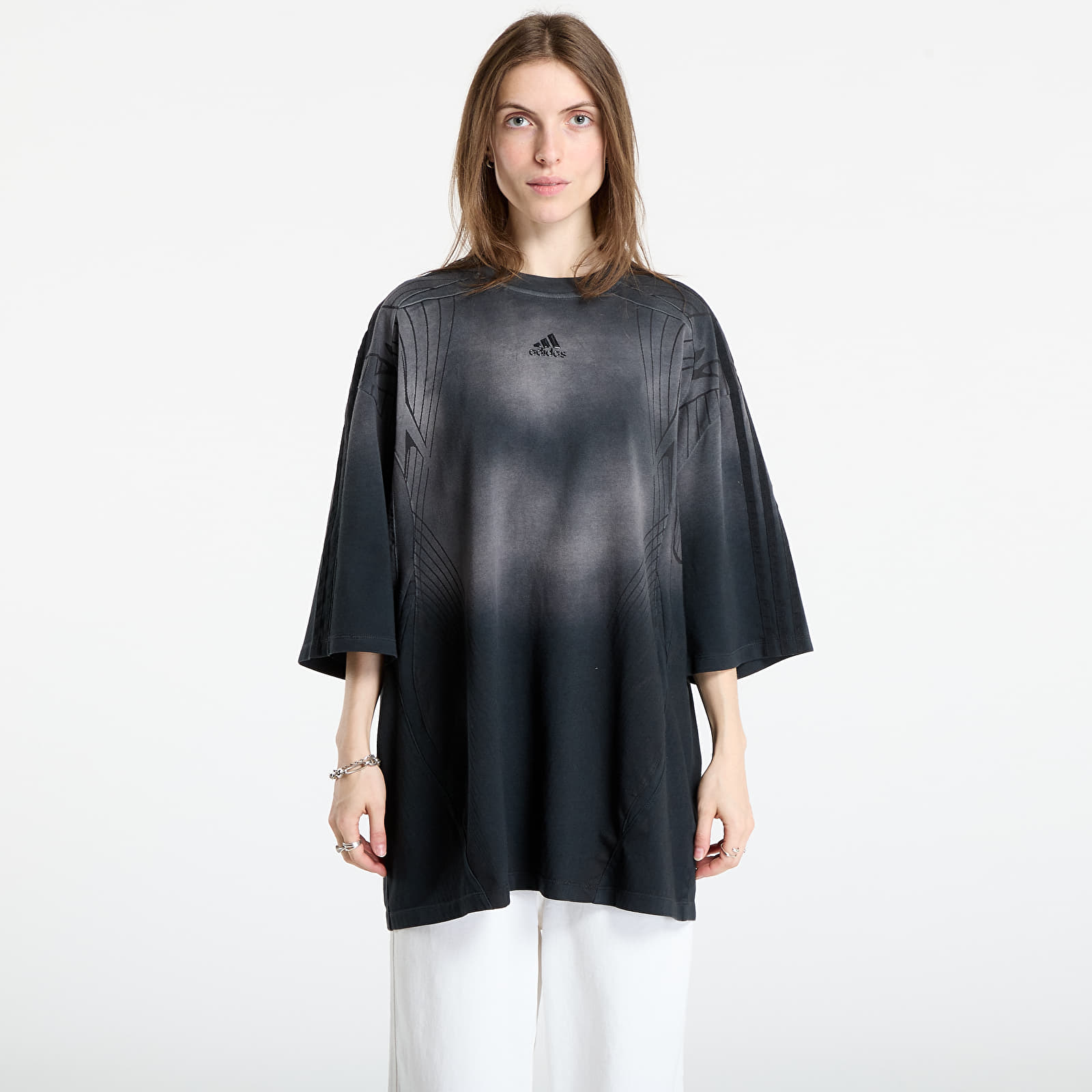 Dames T-shirts adidas Adilenium Season 4 Teamgeist Oversized Washed T-Shirt Black/ Grey Six
