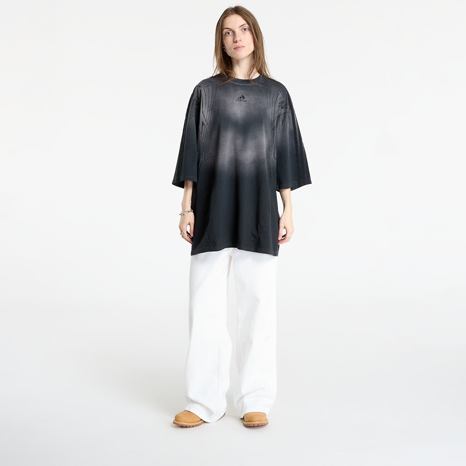 Dames T-shirts adidas Adilenium Season 4 Teamgeist Oversized Washed T-Shirt Black/ Grey Six