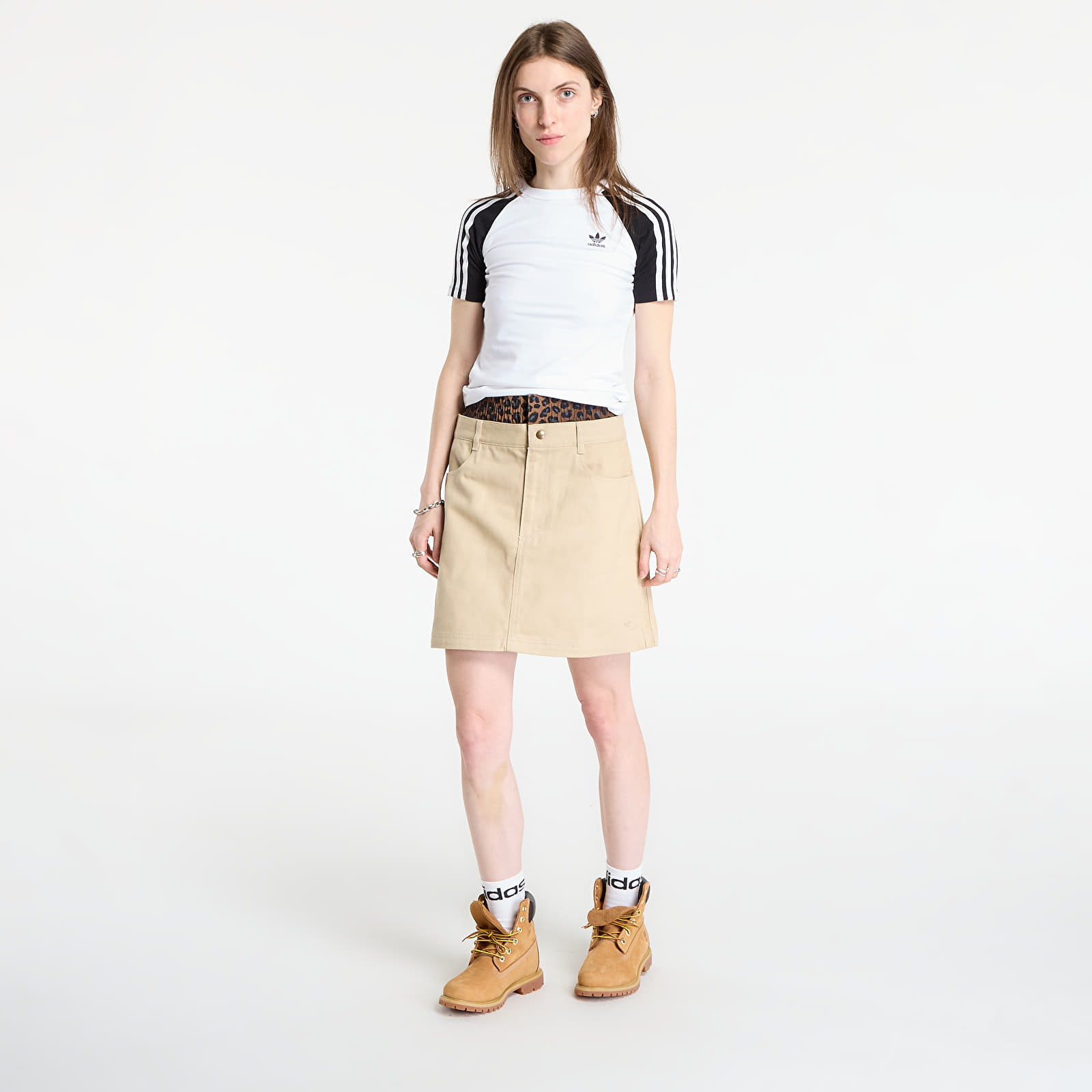 Fuste pentru femei adidas Firebird Utility Mini Skirt Stone Khaki