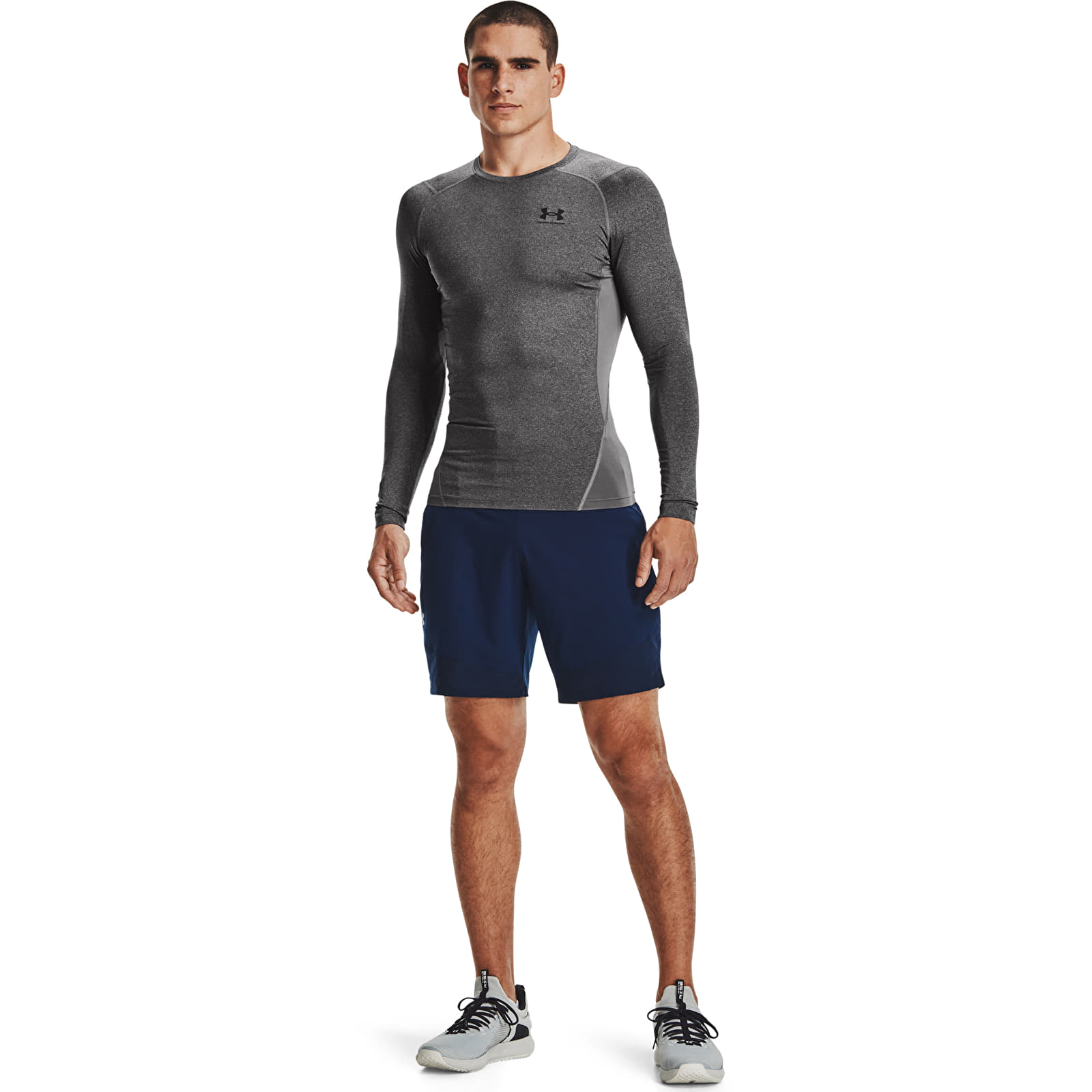 Heren T-shirts Under Armour Hg Armour Comp Ls Gray