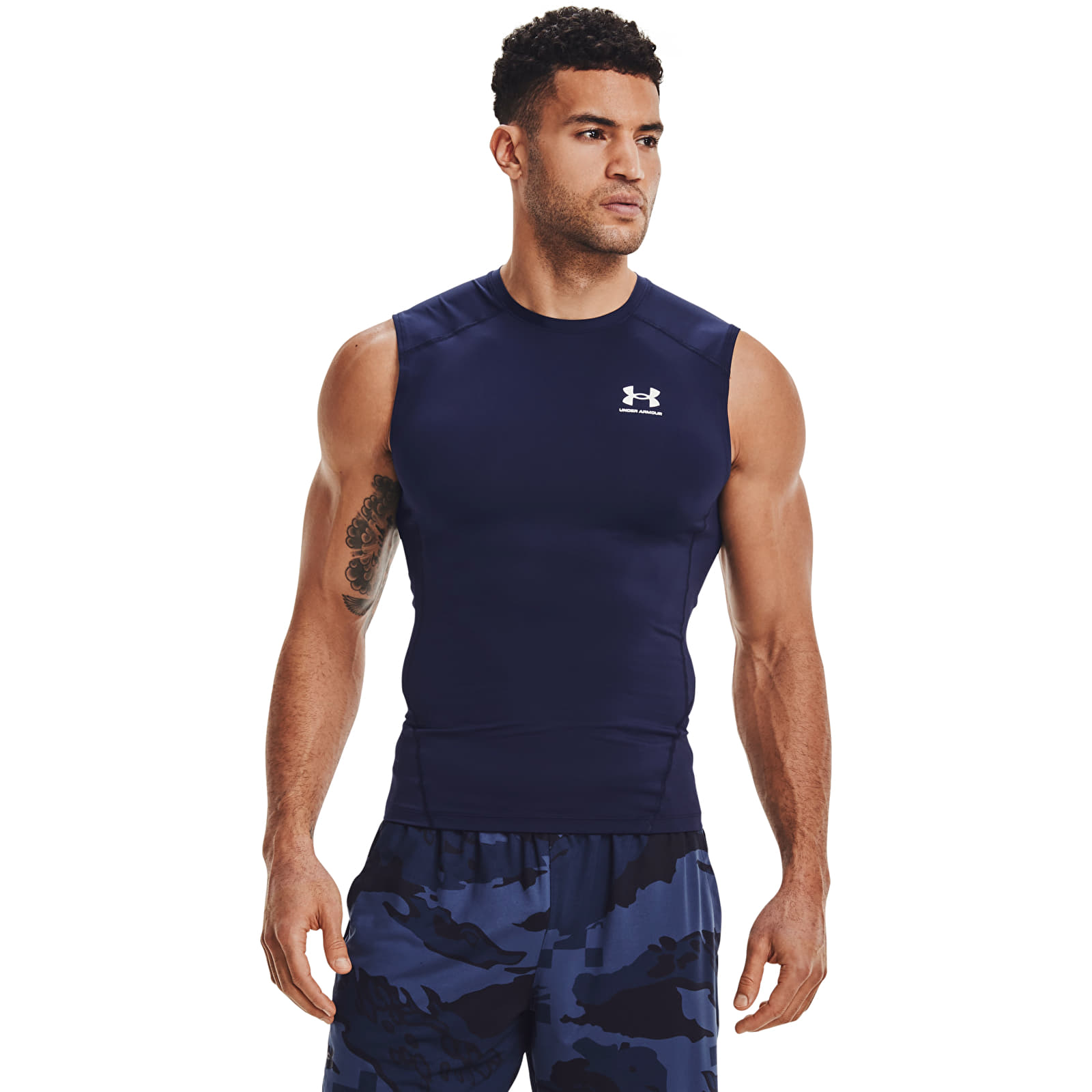 T-shirts för män Under Armour Hg Armour Comp Sl Navy