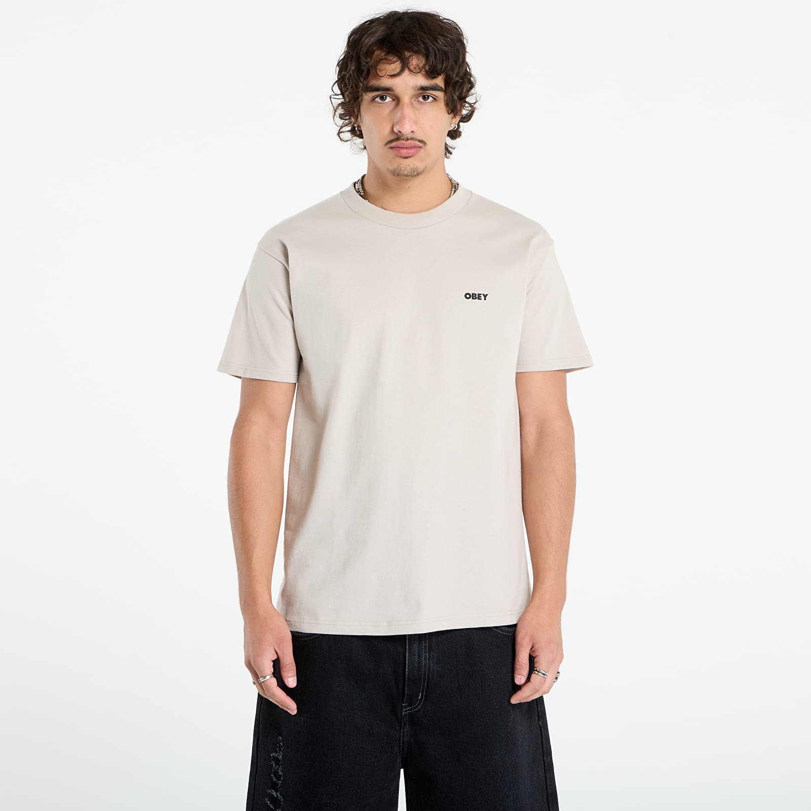 Muške majice kratkih rukava OBEY Visual Studios Tee Silver Grey