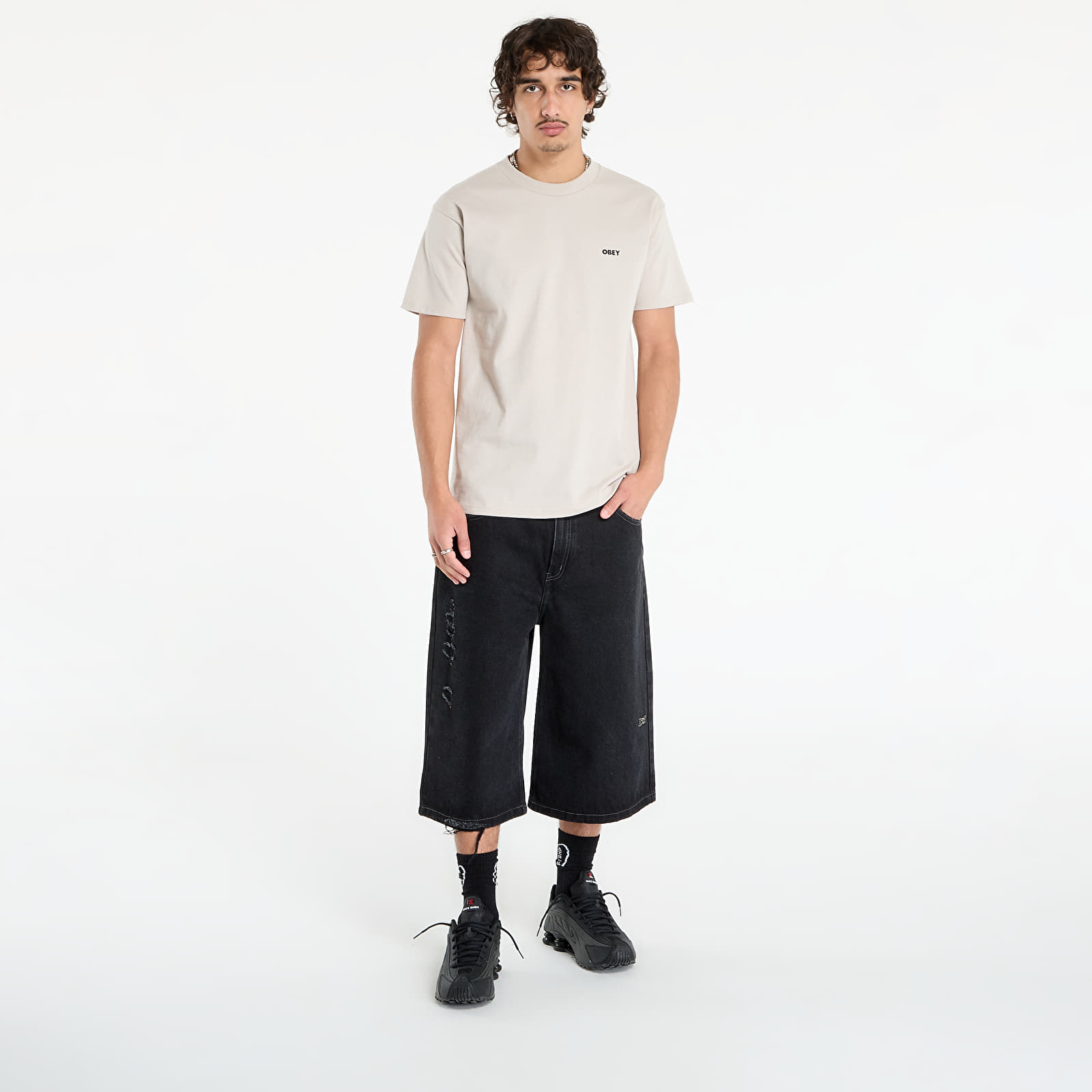 Muške majice kratkih rukava OBEY Visual Studios Tee Silver Grey