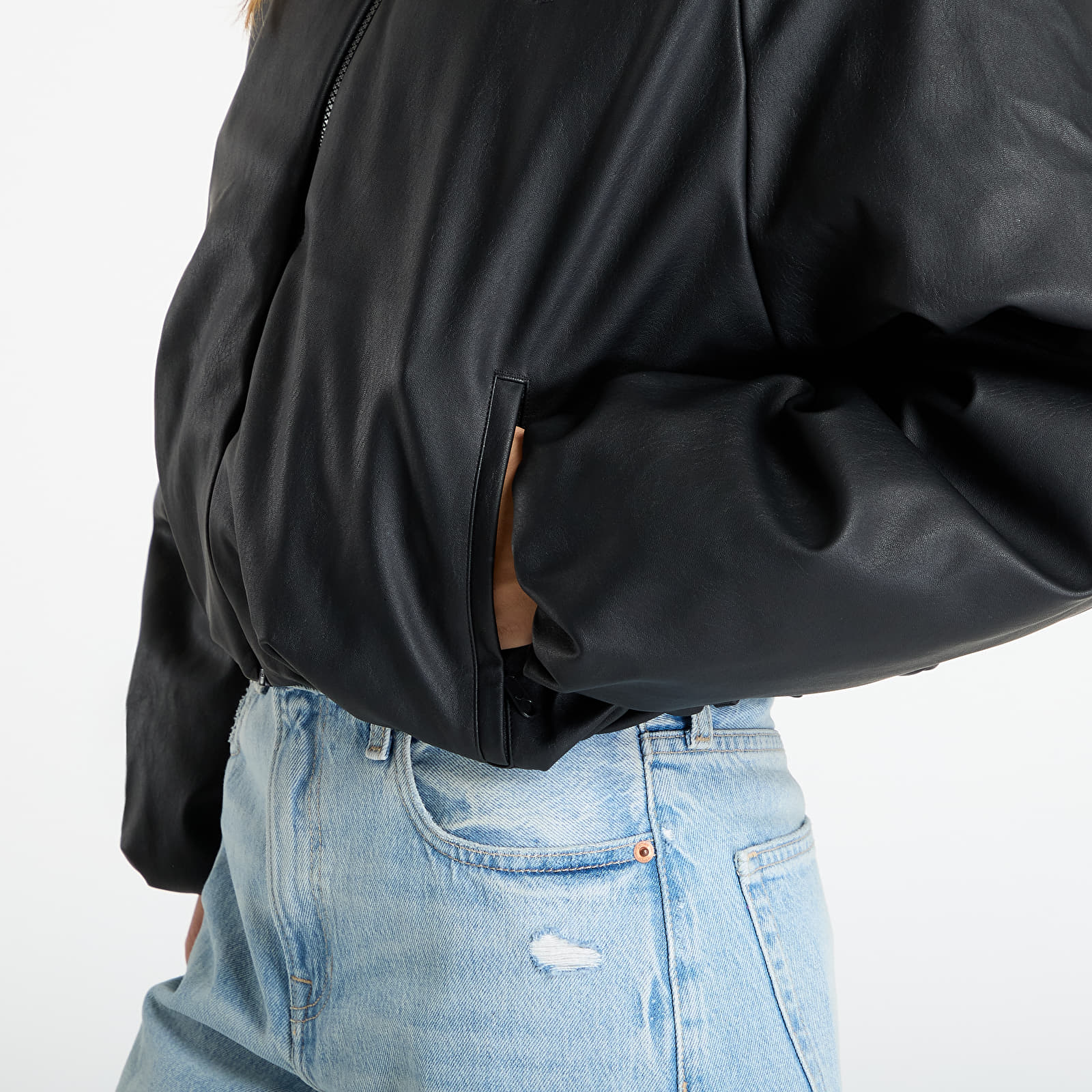 Women's bombers adidas Pleather Bomber Synthetic Down Jacket Black