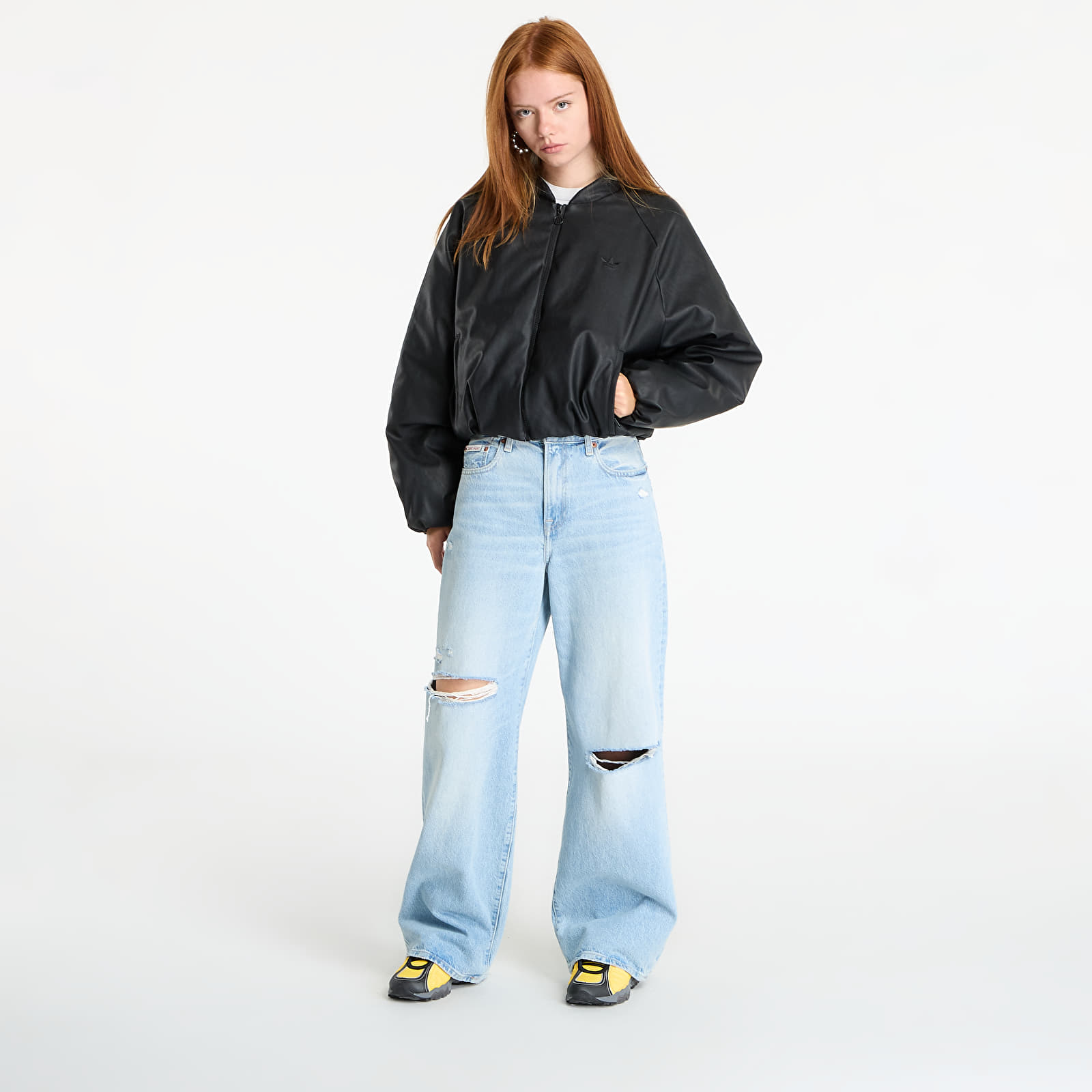 Women's bombers adidas Pleather Bomber Synthetic Down Jacket Black
