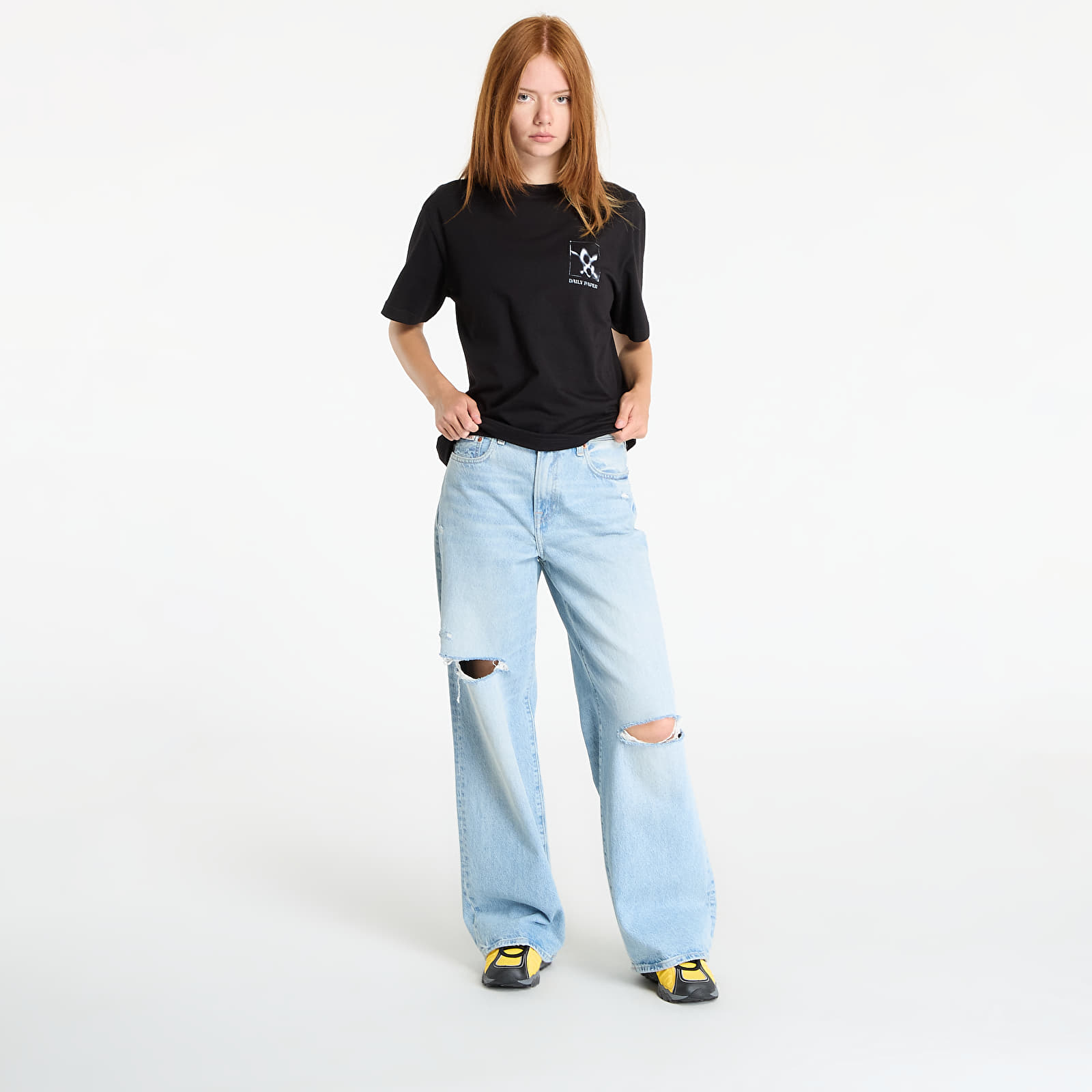 Женские футболки Daily Paper Shadow Grid Ss T-Shirt Black