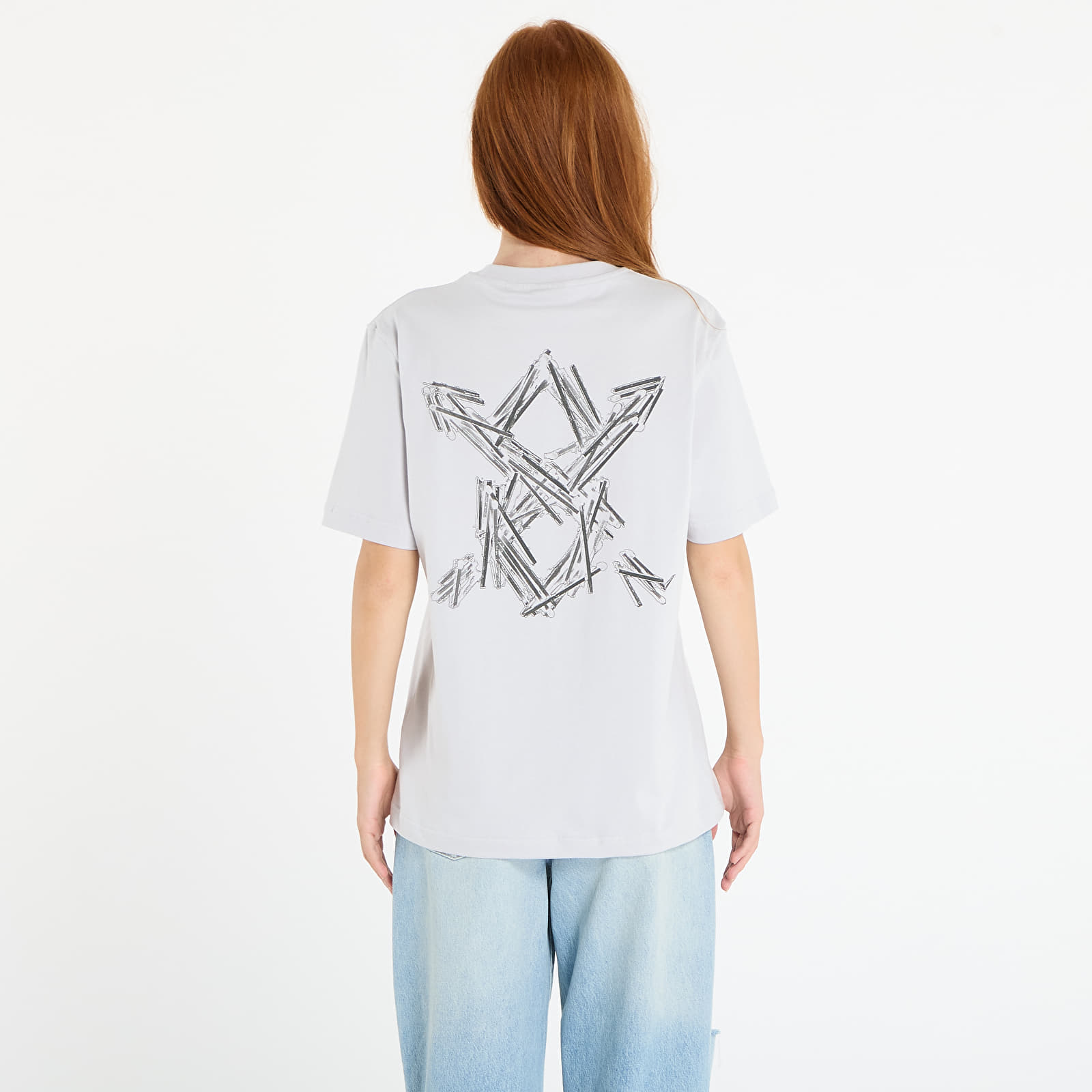 Женские футболки Daily Paper Matchstick Shield Ss T-Shirt Micro Chip Grey