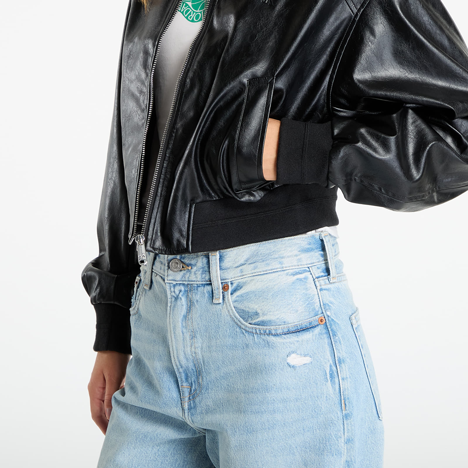 Ženske jakne Calvin Klein Jeans A-Cropped Crinkle Jacket Black