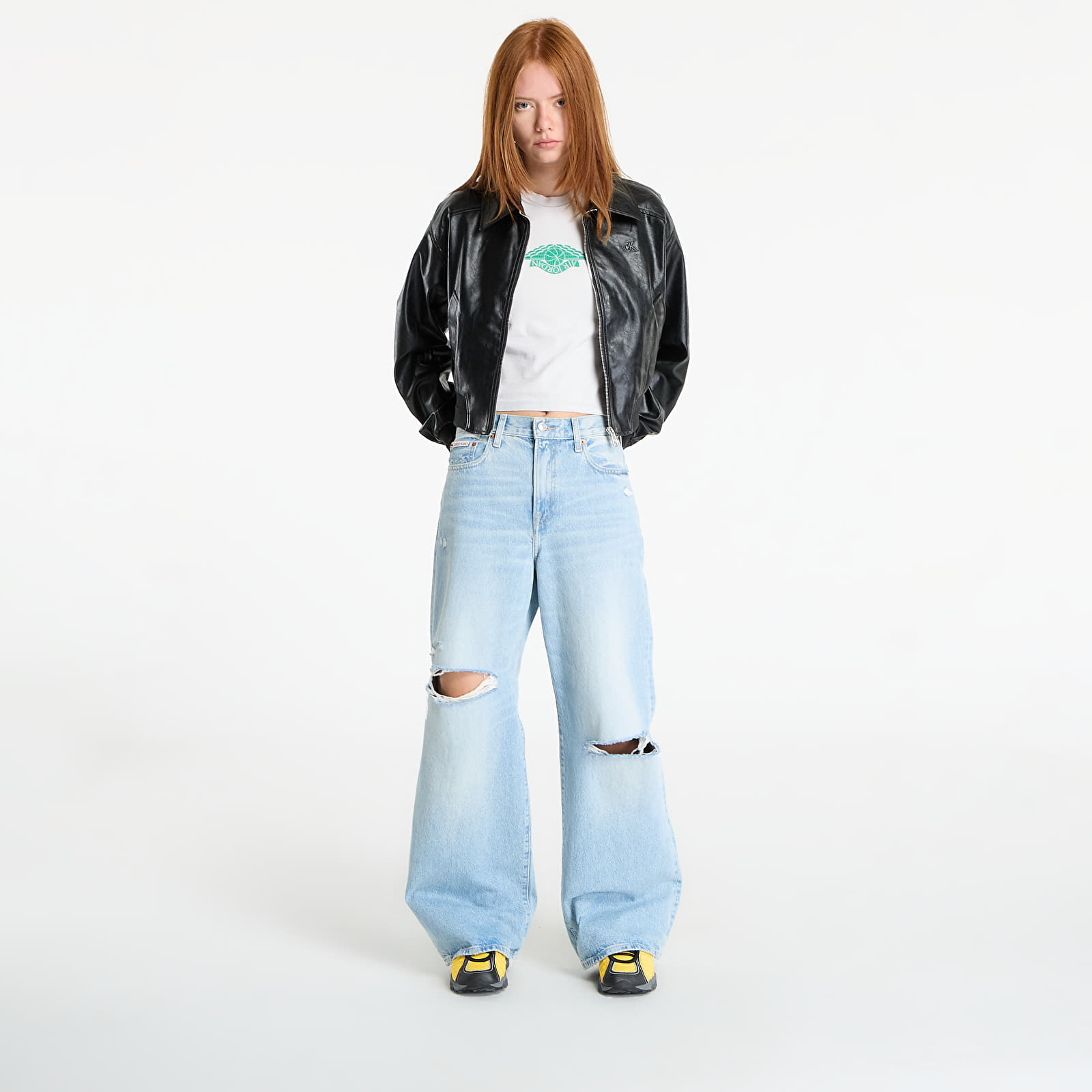 Ženske jakne Calvin Klein Jeans A-Cropped Crinkle Jacket Black