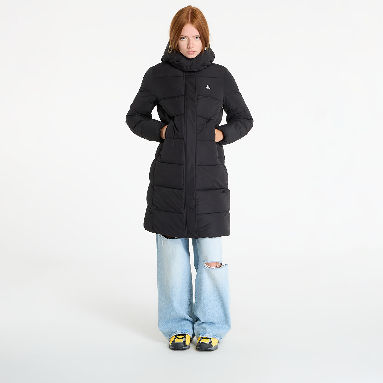 Donsjassen voor dames Calvin Klein Jeans Monologo Non-Down Jacket Black
