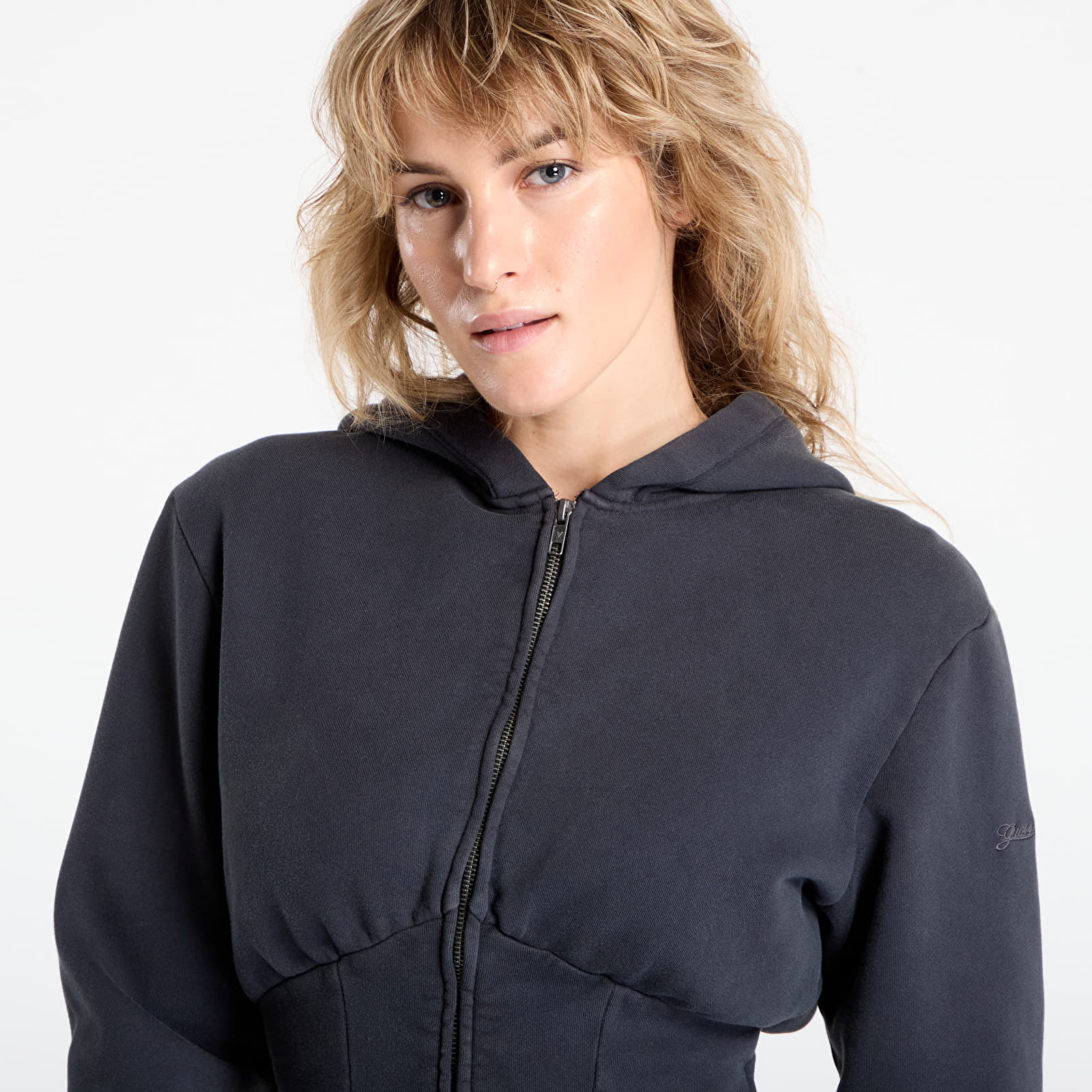 Ženske dukserice Guess Originals Corset Hoodie Washed Black