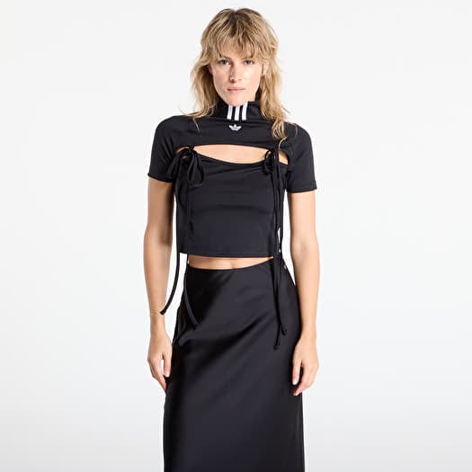 Top adidas Ribbon Cut Out Crop Top Black