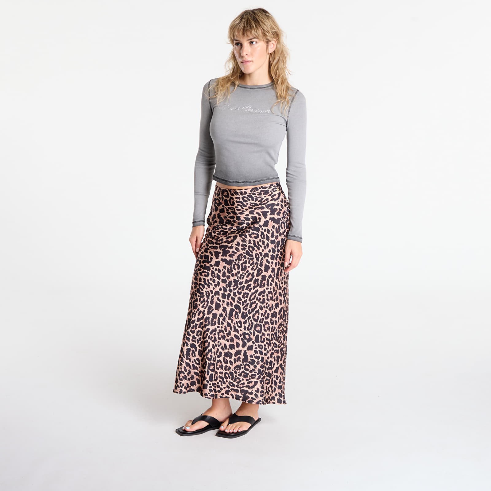 Women's skirts GUESS Sibilla Long Satin Skirt Leopard Print