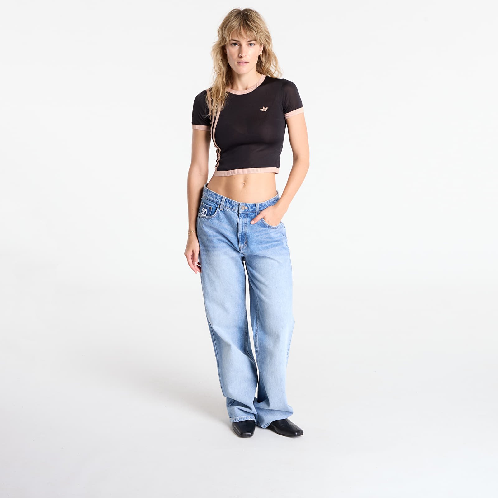 Sieviešu T-krekli adidas Knitted 3 Stripe Short Tee Black