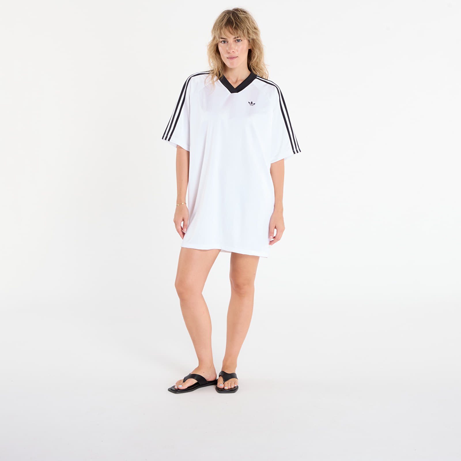 Women's dresses adidas Adicolor Football Jacquard Oversize Dress White/ Black