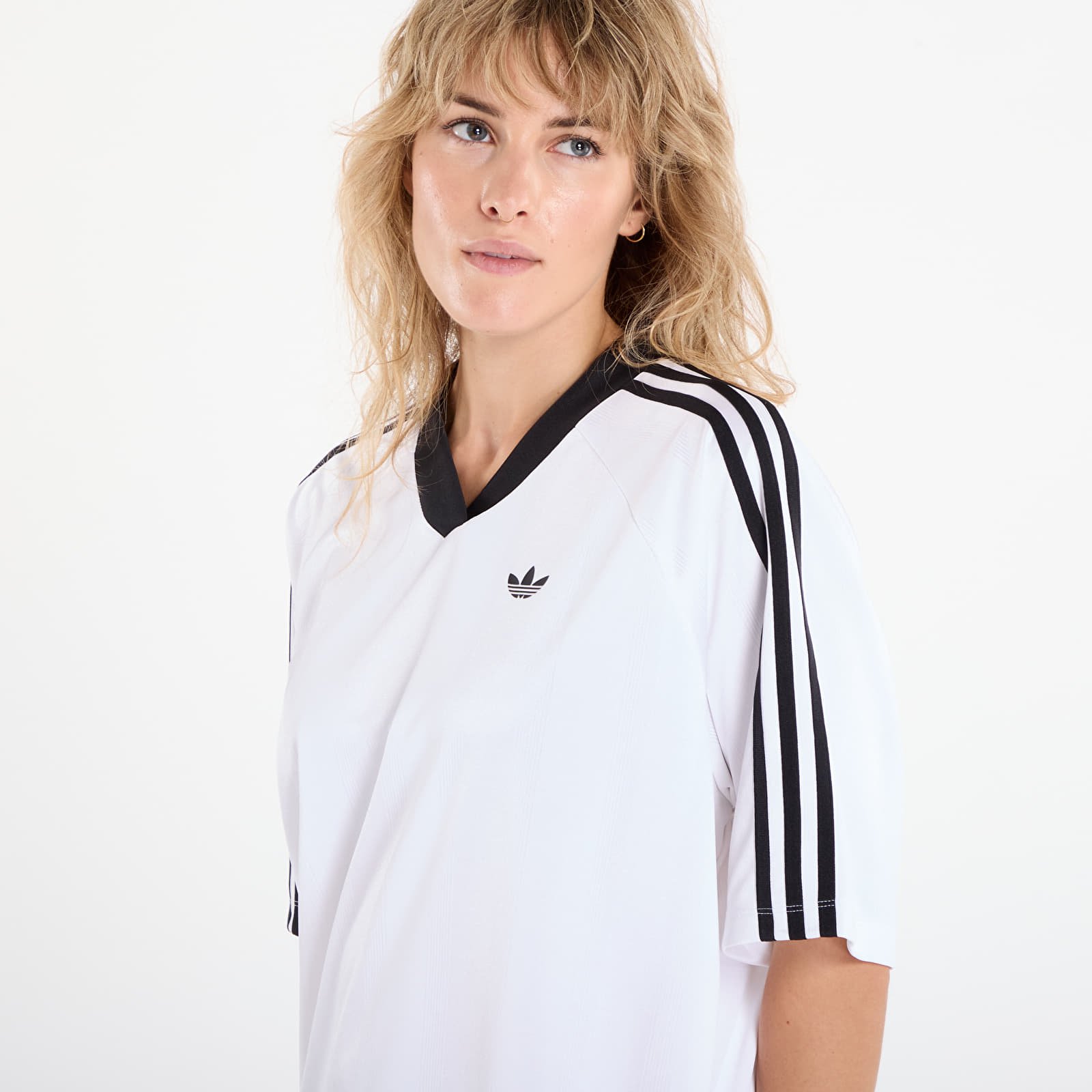 Women's dresses adidas Adicolor Football Jacquard Oversize Dress White/ Black