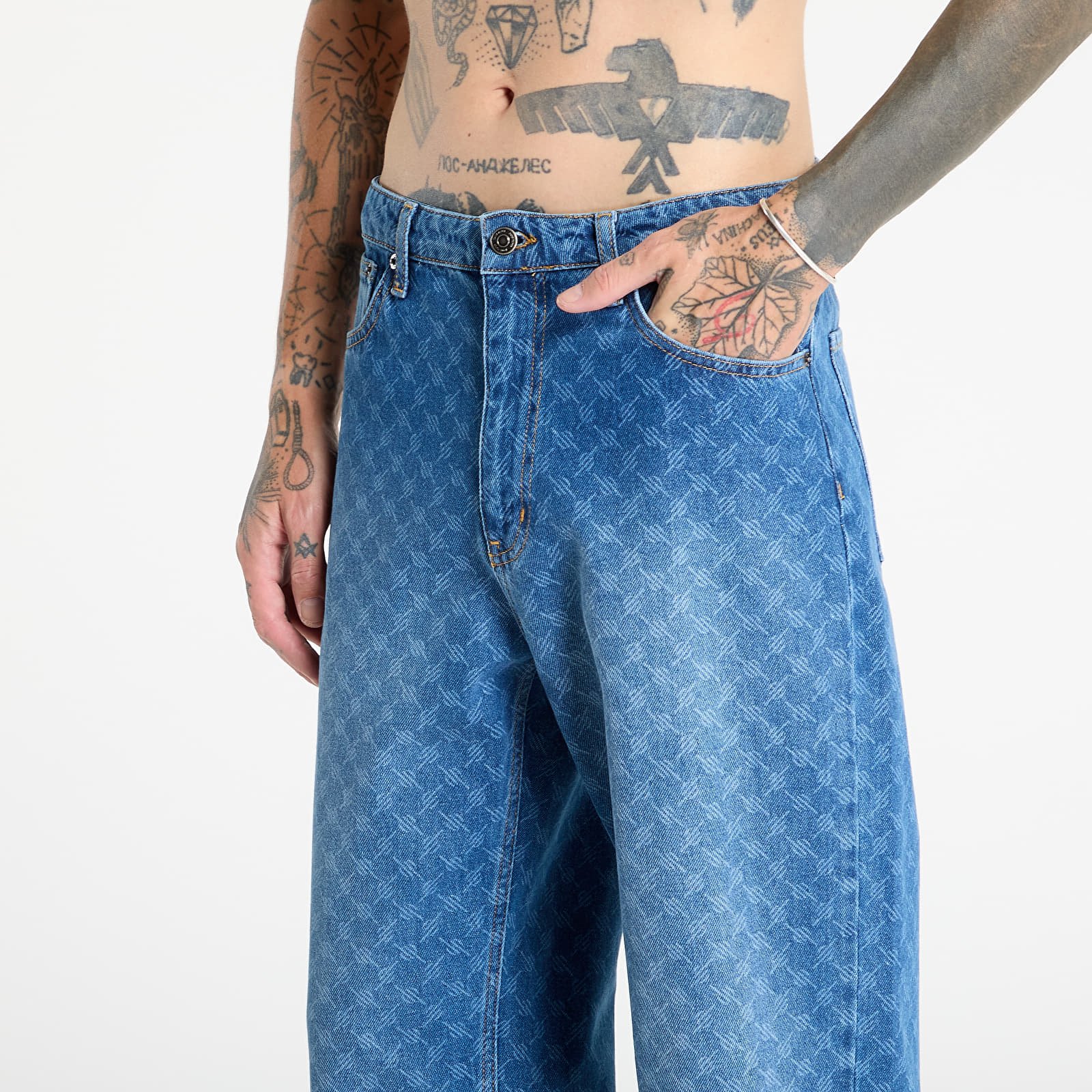 Jeans voor heren Daily Paper Amba Monogram Jeans New Mid Blue