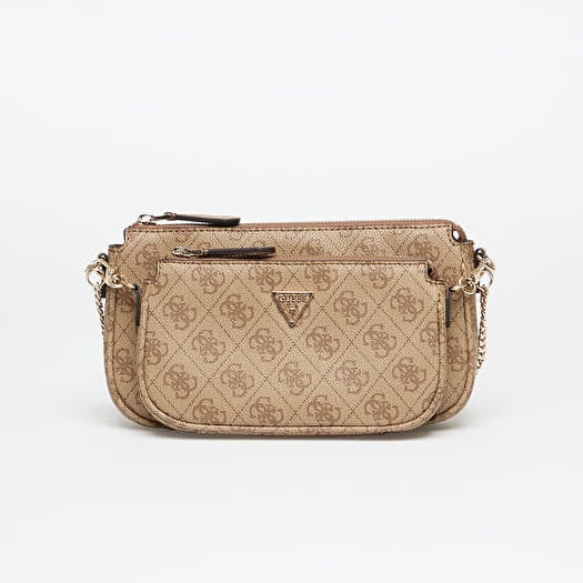 GUESS Noelle Ii Dbl Pouch Crossbody Latte Logo/ Brown