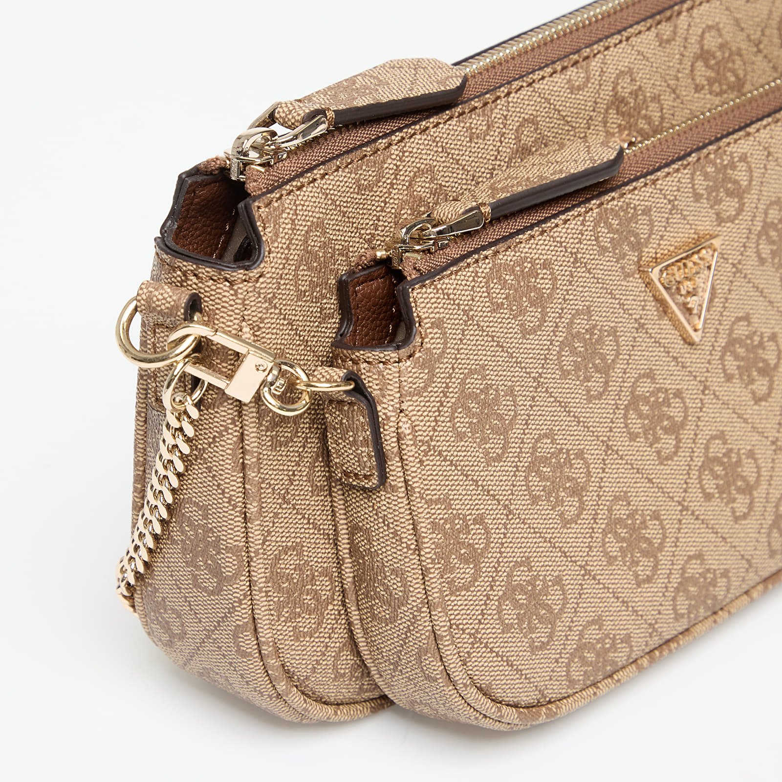 Kabelky GUESS Noelle Ii Dbl Pouch Crossbody Latte Logo/ Brown