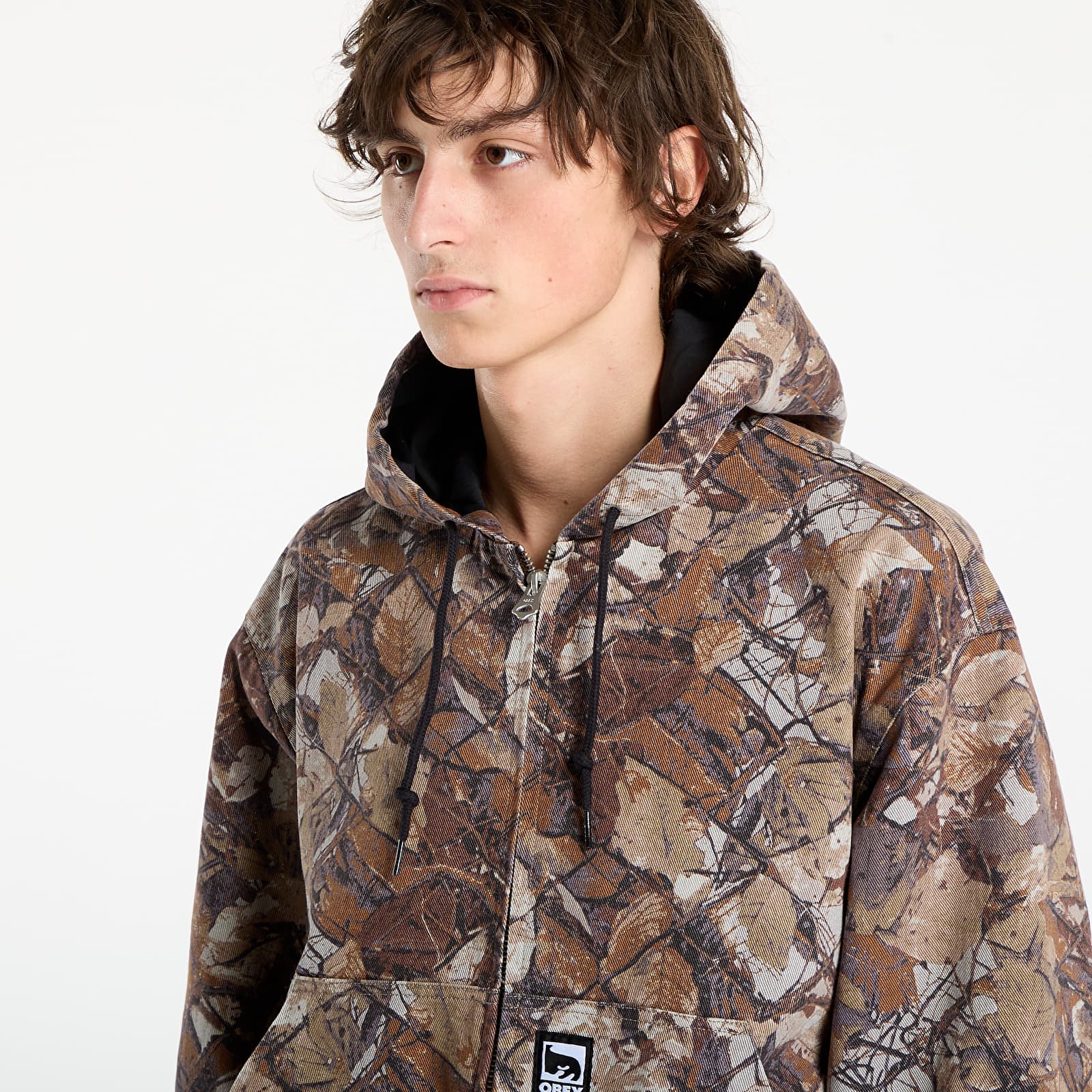 Pánské bundy OBEY Glen Zip Up Jacket Fence Camo Multi