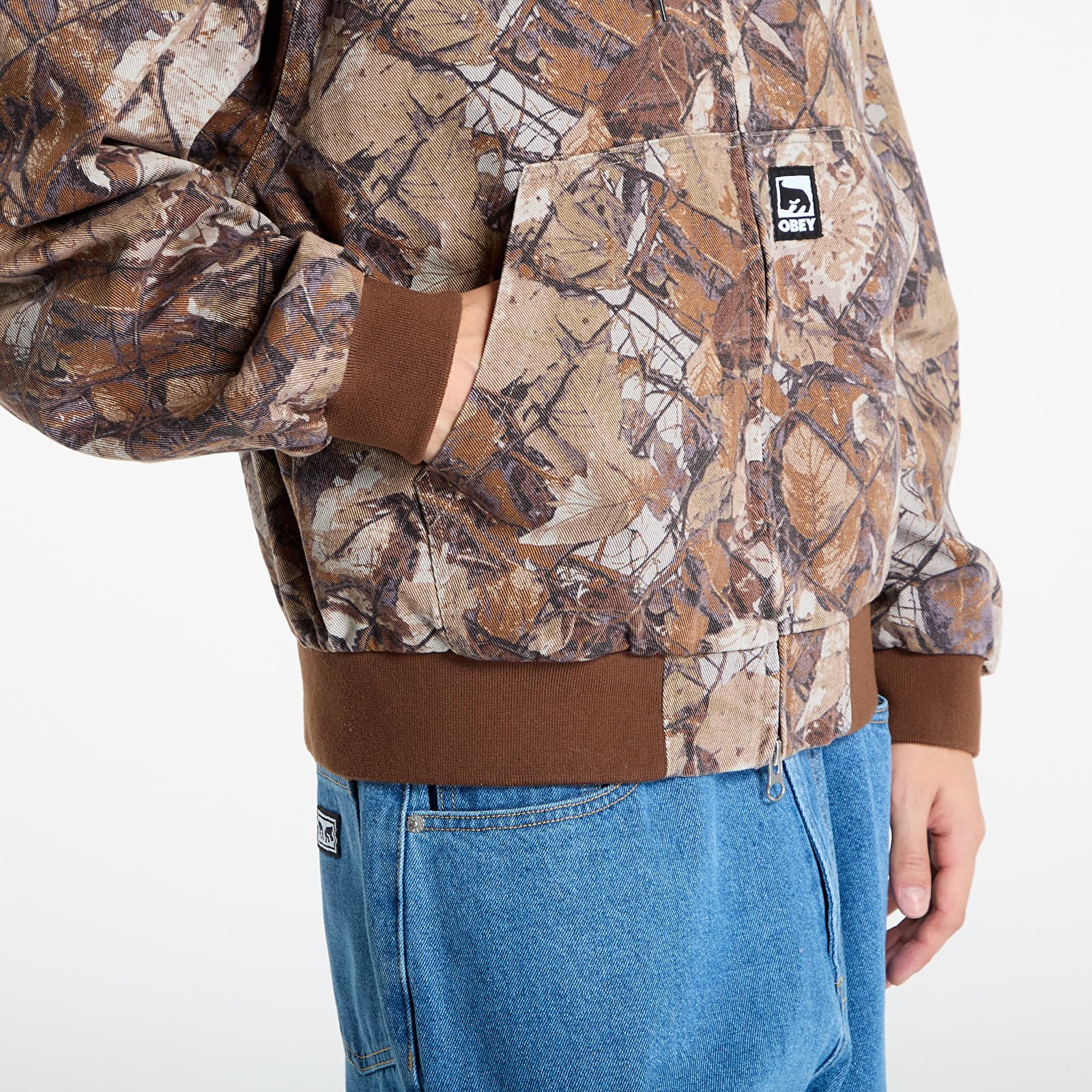 Pánské bundy OBEY Glen Zip Up Jacket Fence Camo Multi