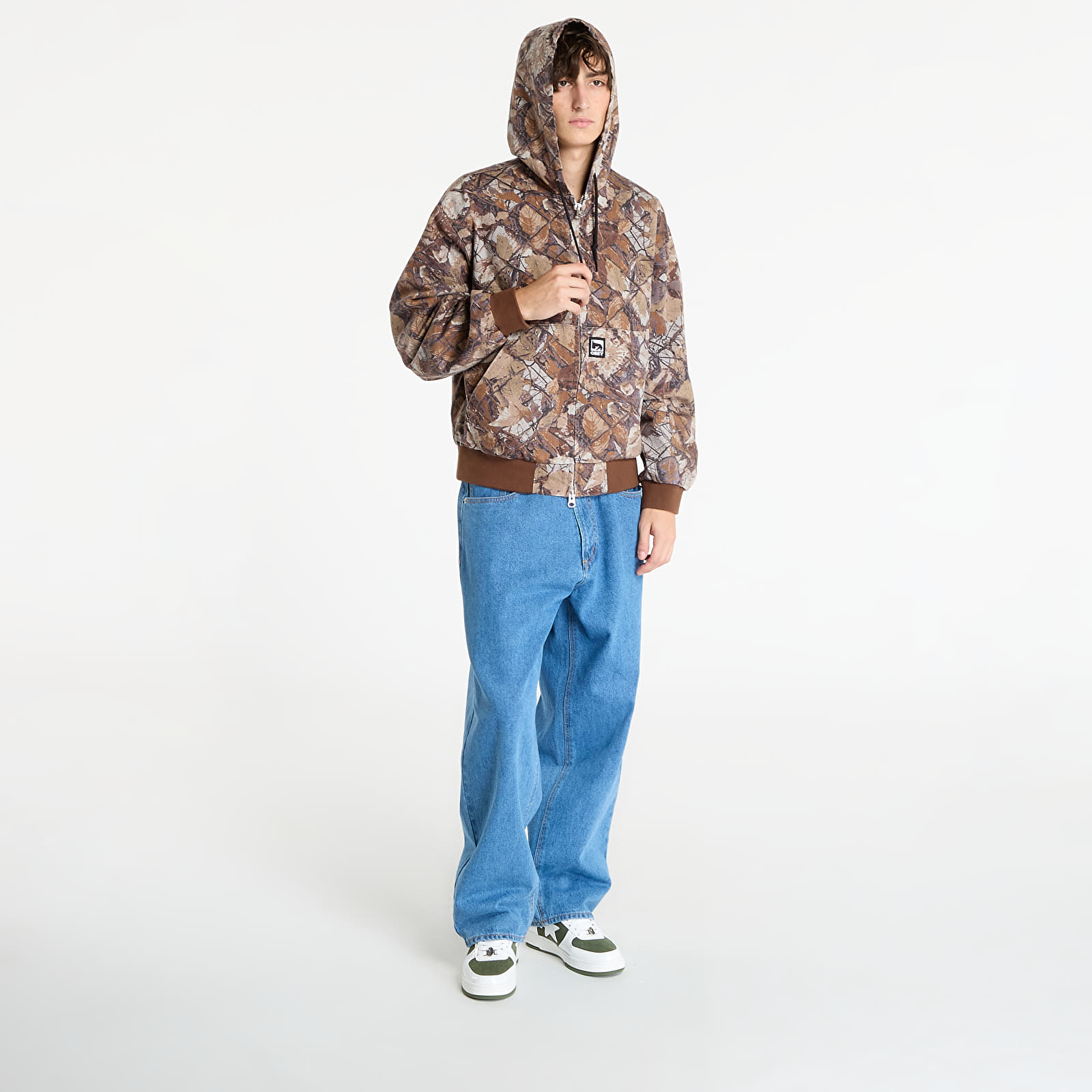 Pánské bundy OBEY Glen Zip Up Jacket Fence Camo Multi