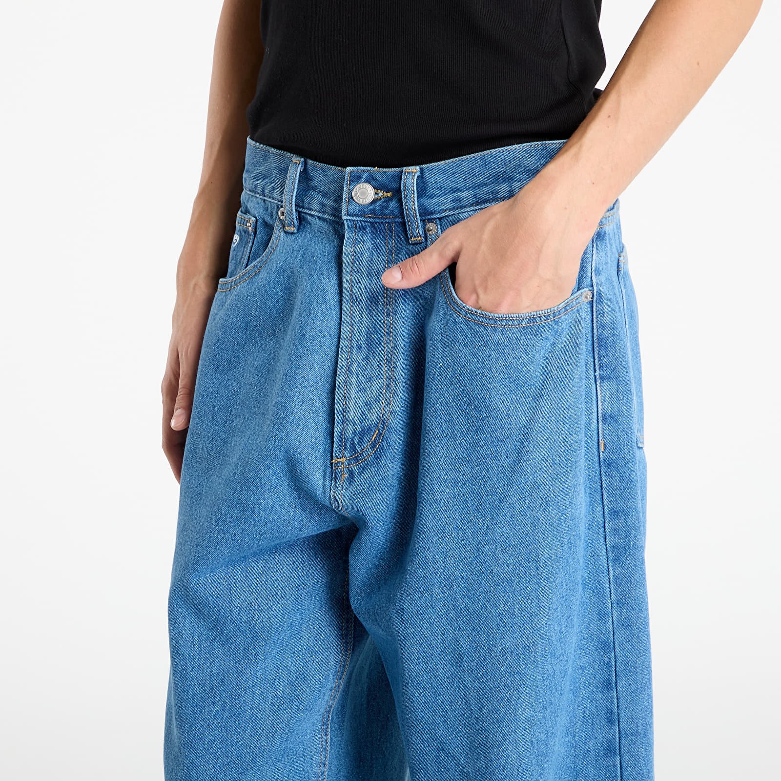 Vīriešu džinsi OBEY Bigwig Baggy Denim Medium Stonewash Lt Indigo