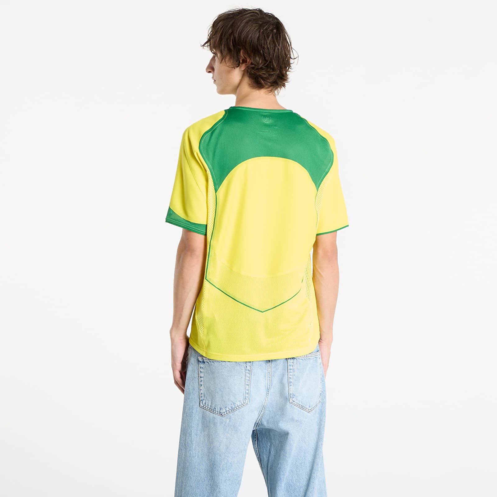 Herenshirts Nike Men's Soccer Replica Jersey Brazil 2004 Total 90 Reissue Opti Yellow/ Apple Green/ Apple Green