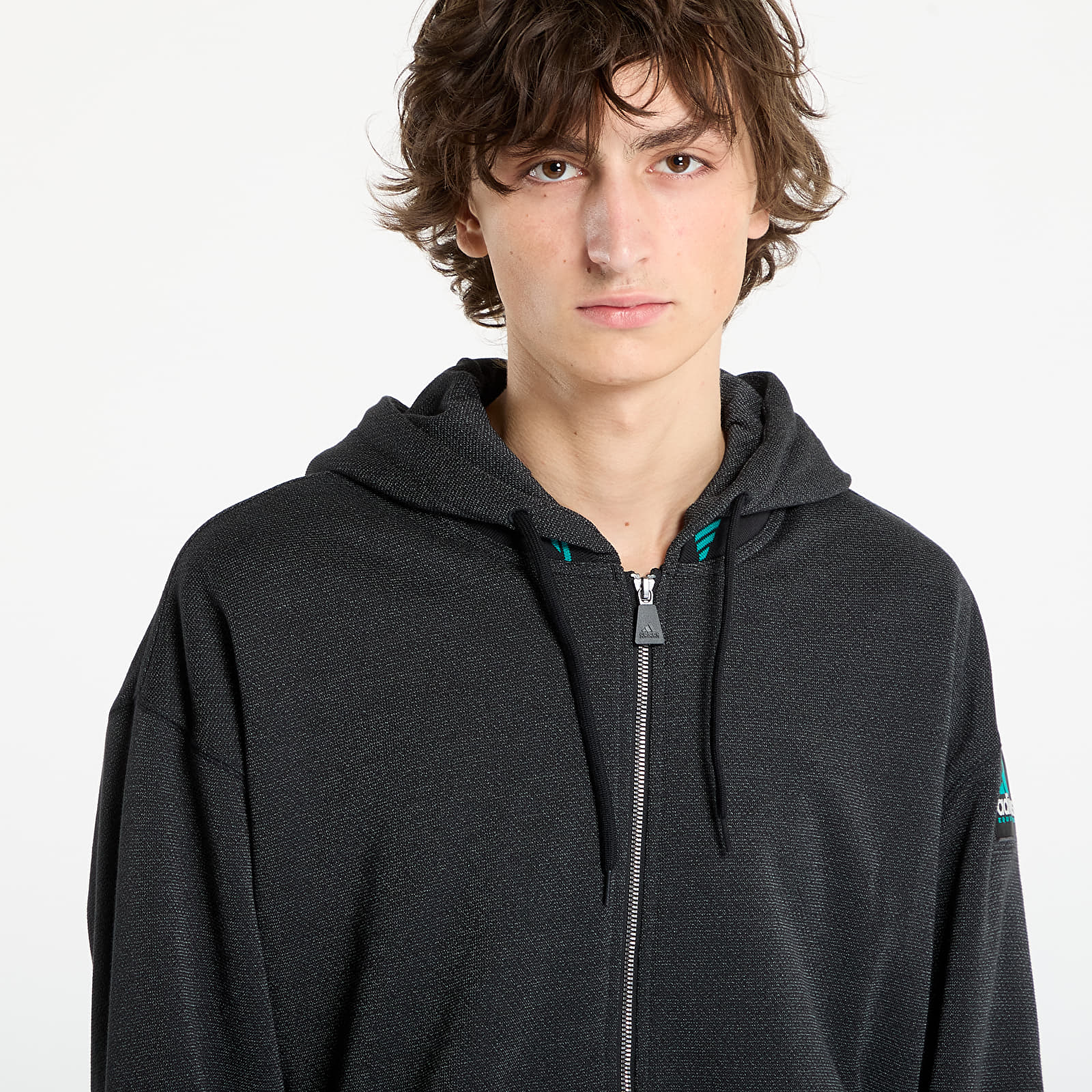 Herren-Sweatshirts adidas Equipment Reflective Hoodie Full-Zip Black/ Black