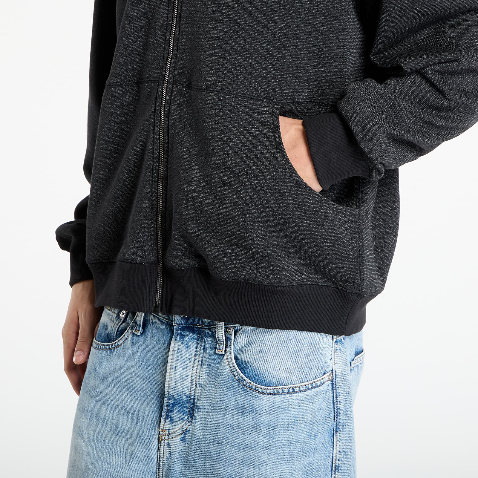 Herren-Sweatshirts adidas Equipment Reflective Hoodie Full-Zip Black/ Black