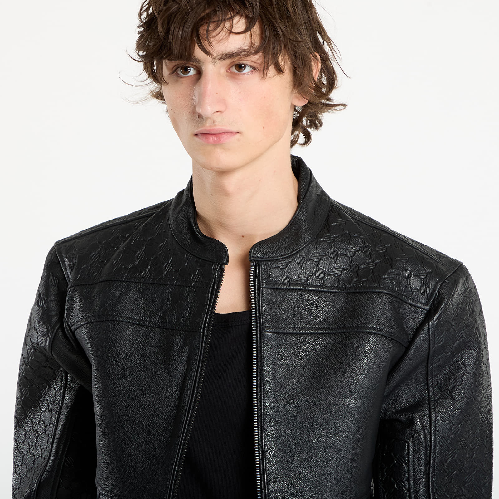 Herenjassen Daily Paper Structured Leather Jacket UNISEX Black