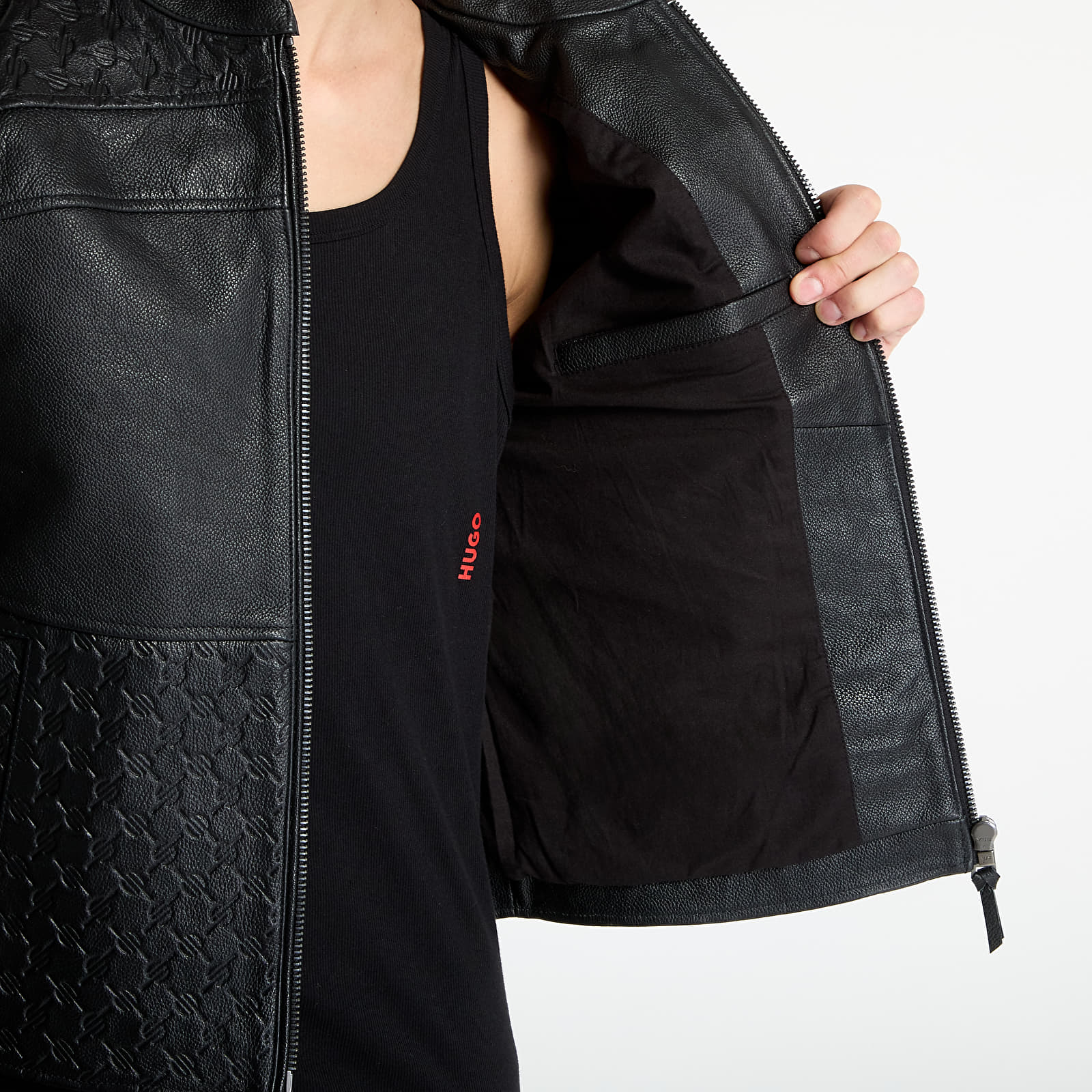 Herenjassen Daily Paper Structured Leather Jacket UNISEX Black