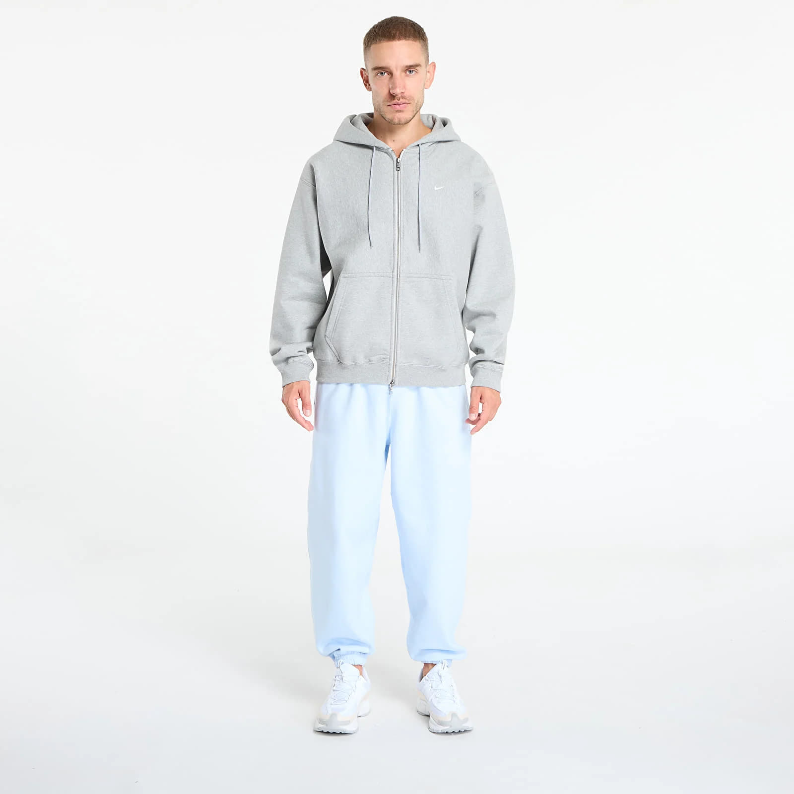 Treninguri Nike Solo Swoosh Men's Cuffed Fleece Pants Celestine Blue/ Celestine Blue/ White