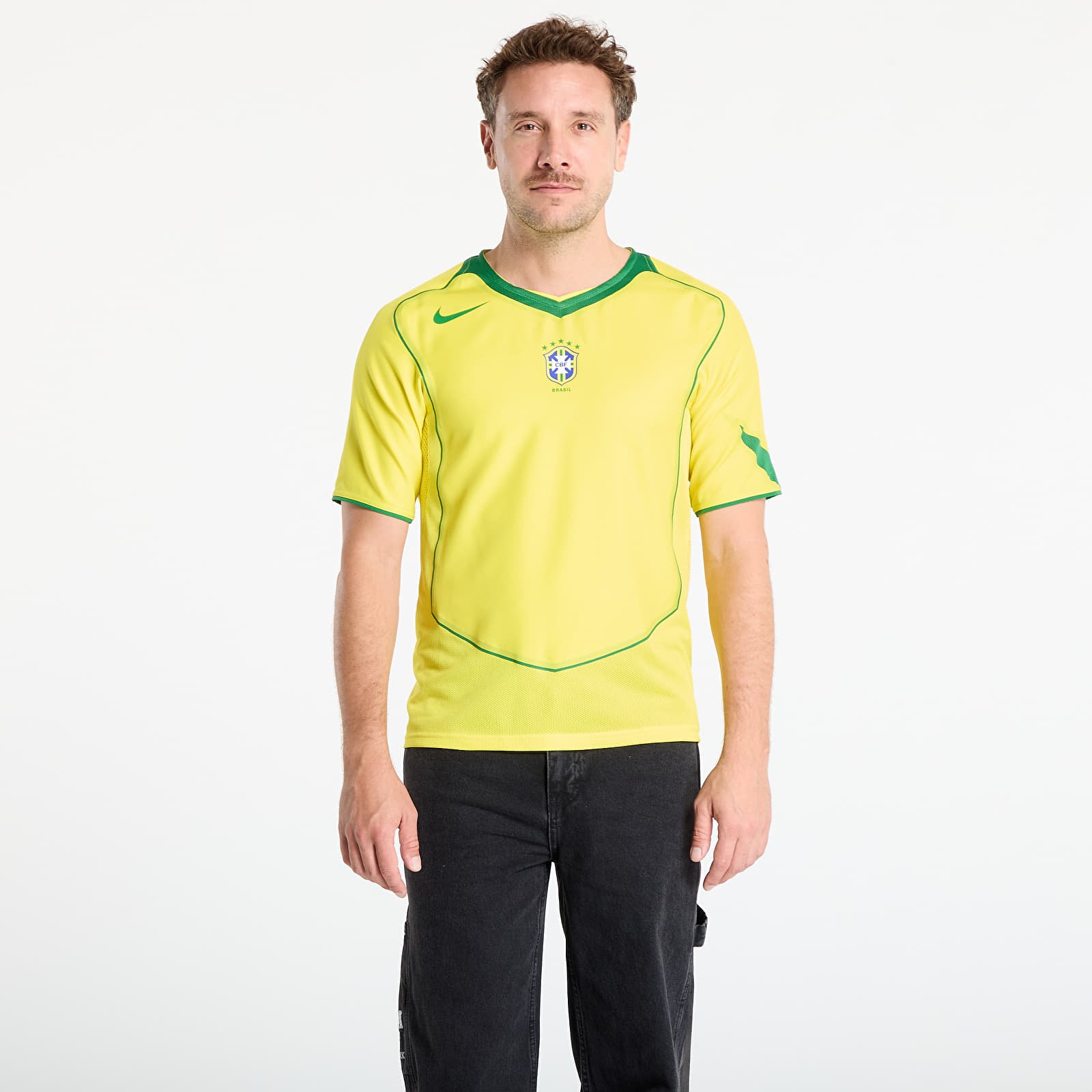 Pánské dresy Nike Men's Soccer Replica Jersey Brazil 2004 Total 90 Reissue Opti Yellow/ Apple Green/ Apple Green